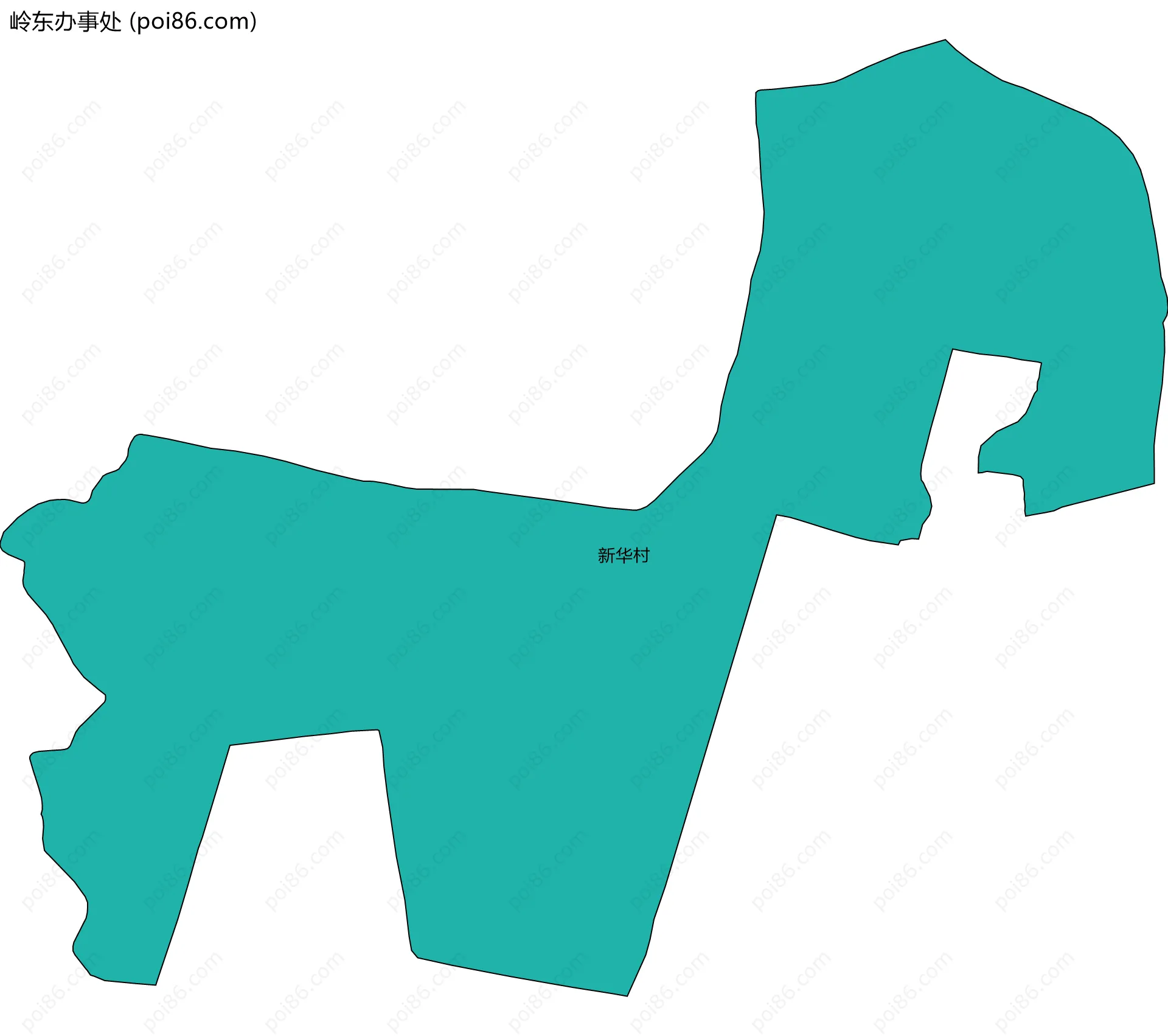 岭东办事处边界地图(五级行政区划)