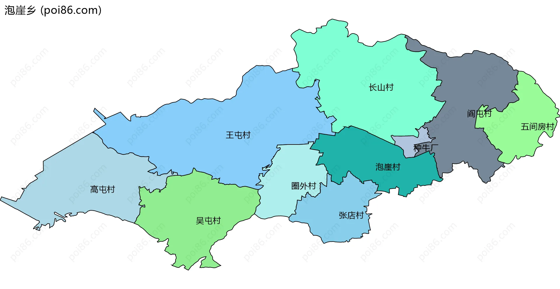 泡崖乡边界地图(五级行政区划)