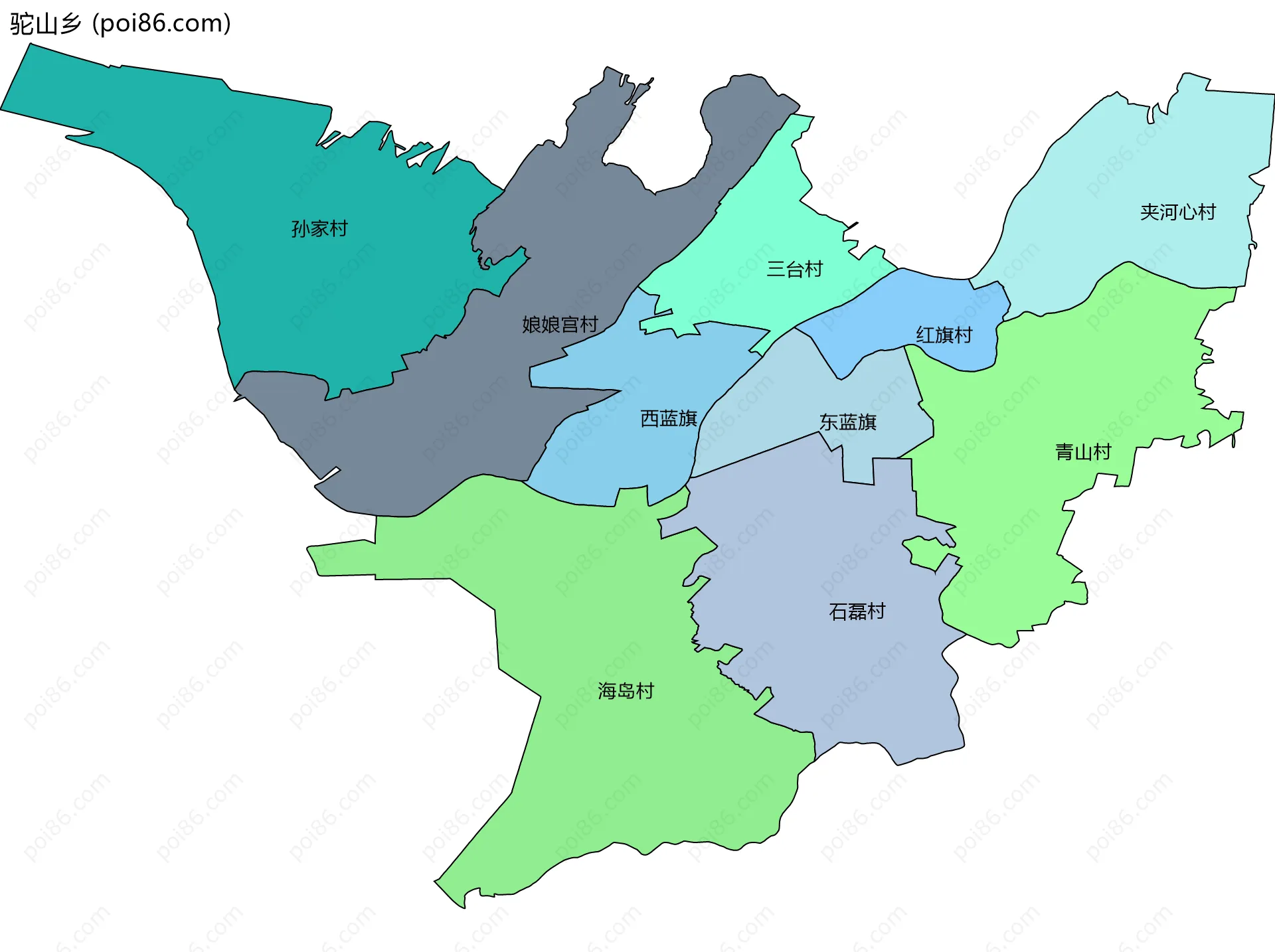 驼山乡边界地图(五级行政区划)
