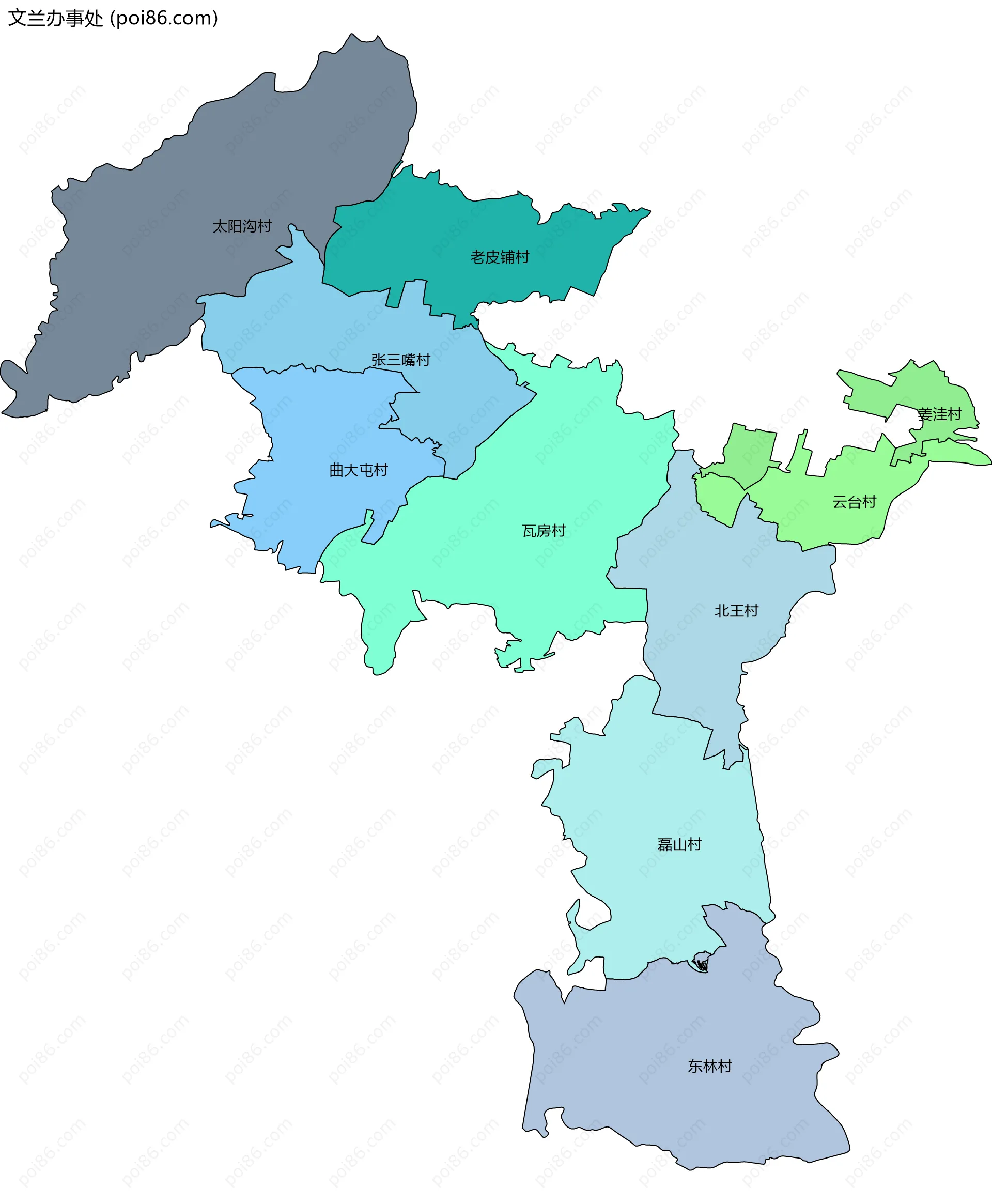 文兰办事处边界地图(五级行政区划)