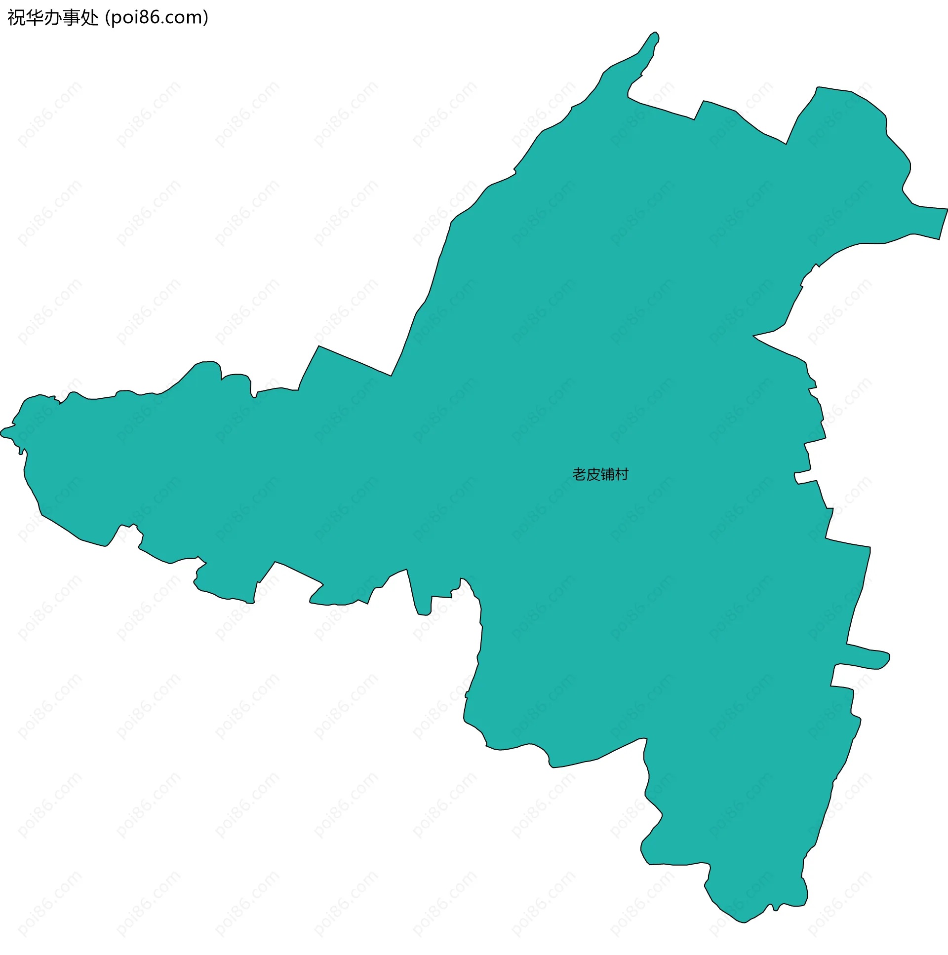 祝华办事处边界地图(五级行政区划)