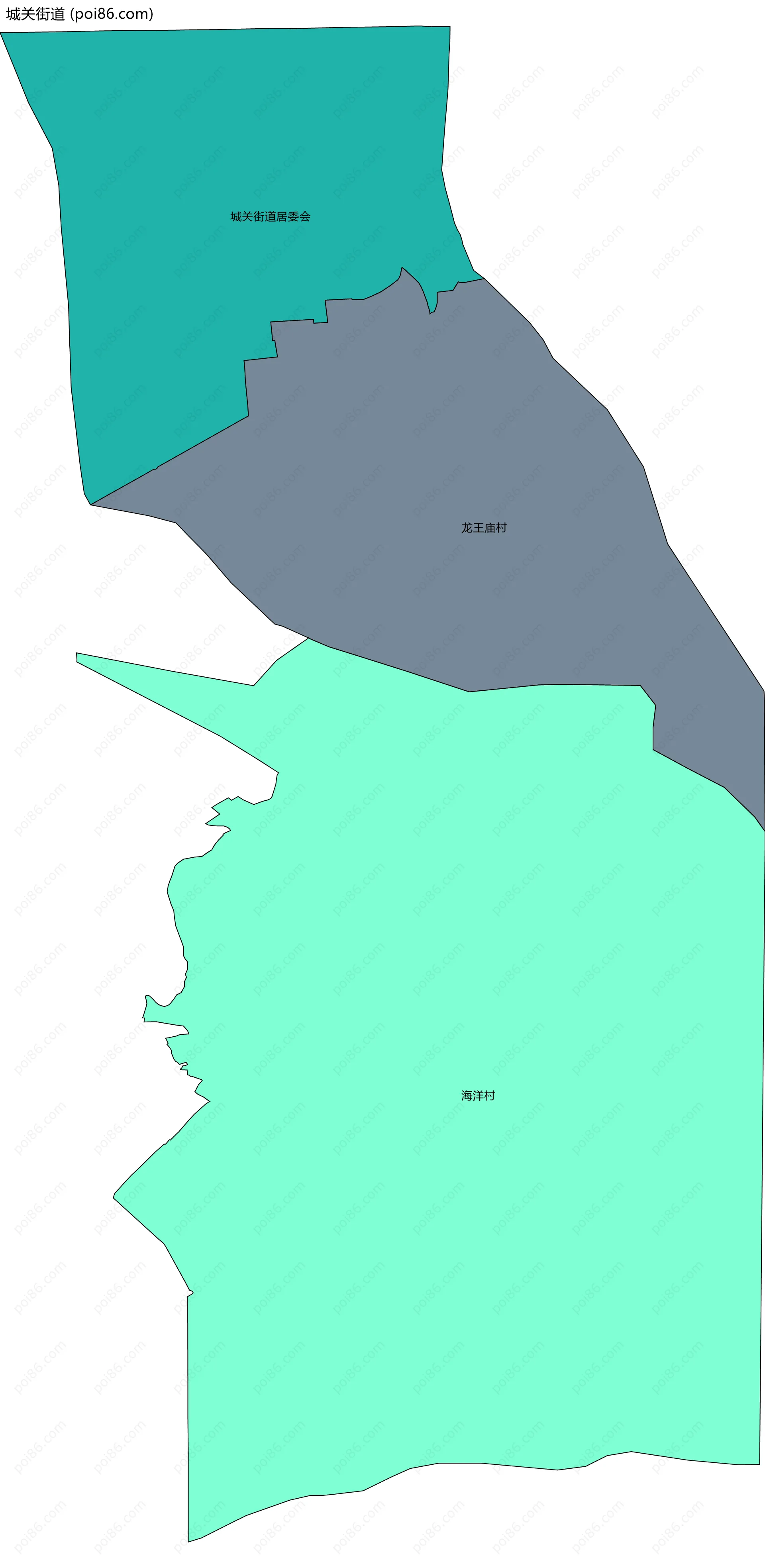 城关街道边界地图(五级行政区划)
