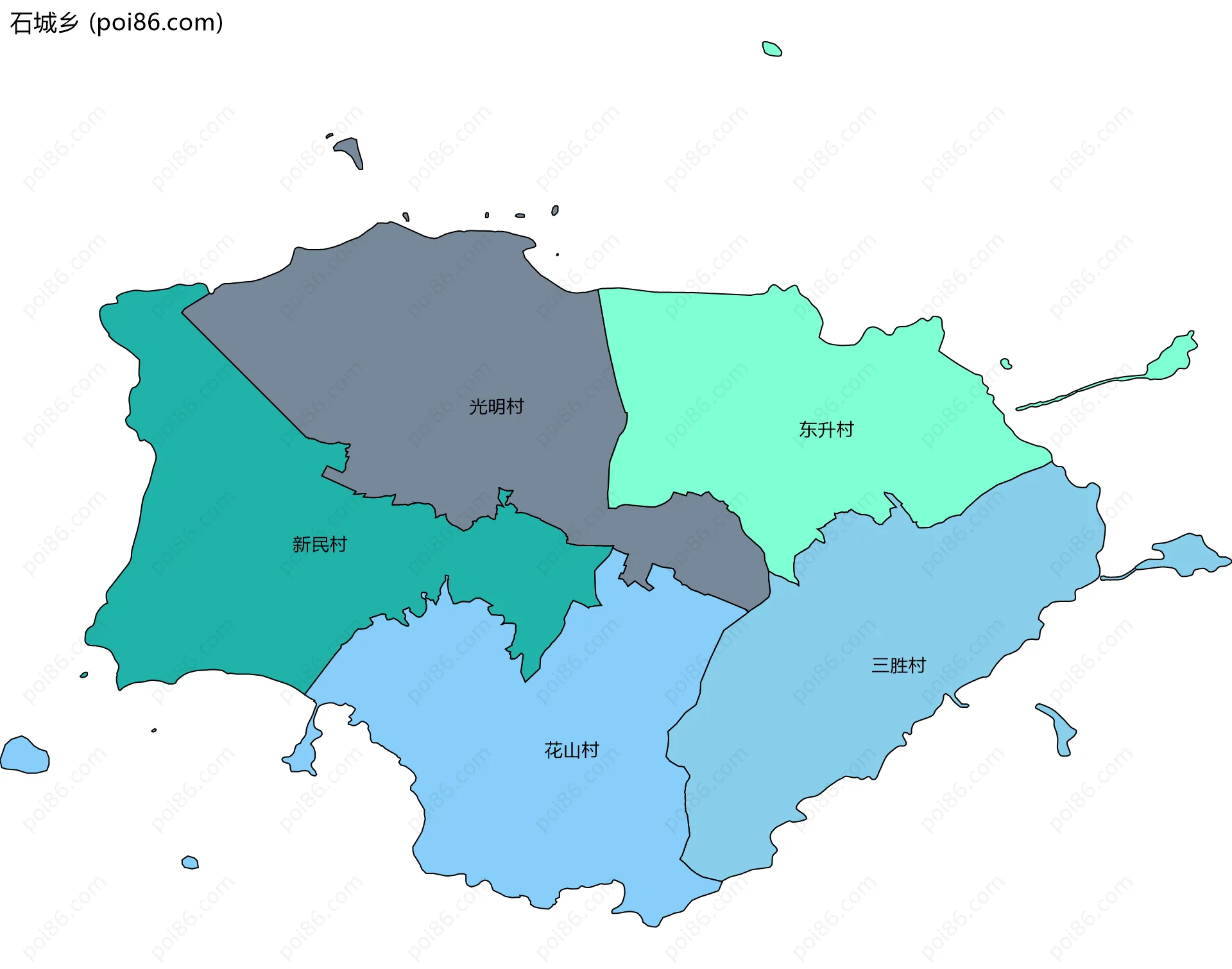 石城乡边界地图(五级行政区划)