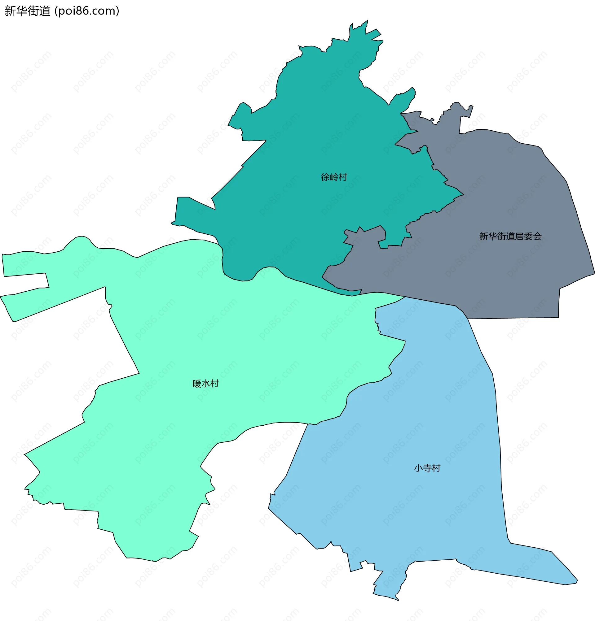 新华街道边界地图(五级行政区划)