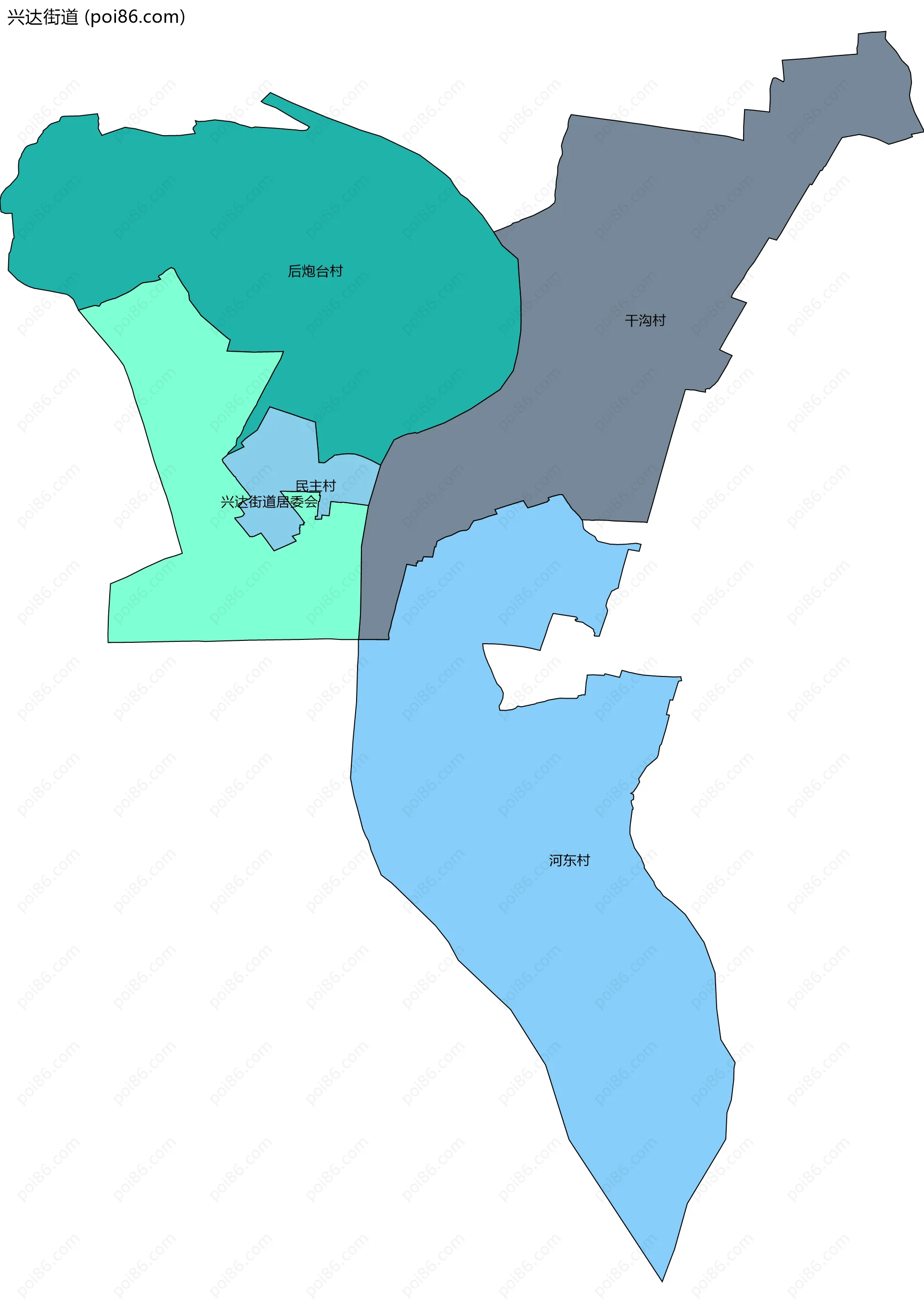 兴达街道边界地图(五级行政区划)