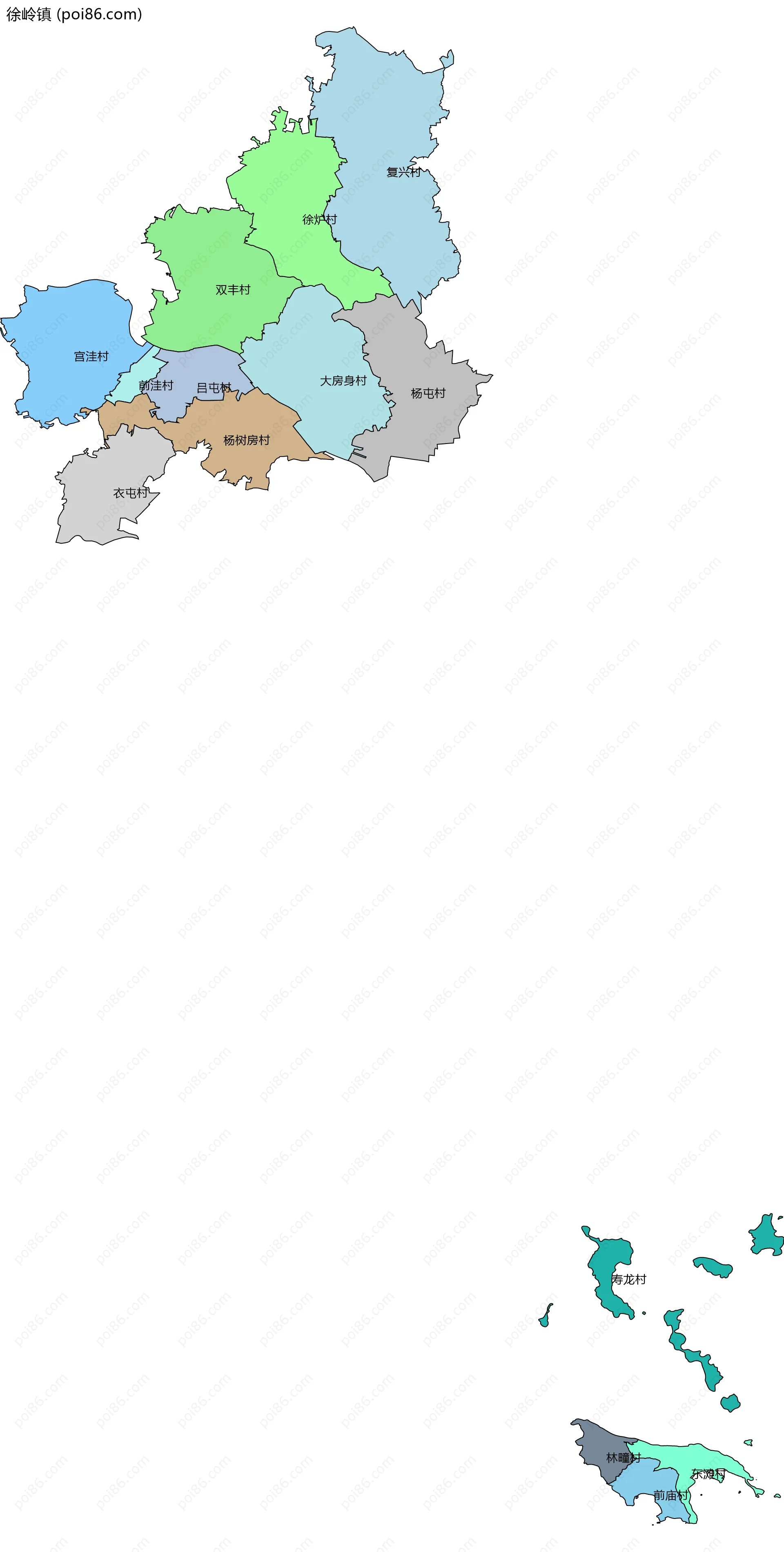 徐岭镇边界地图(五级行政区划)