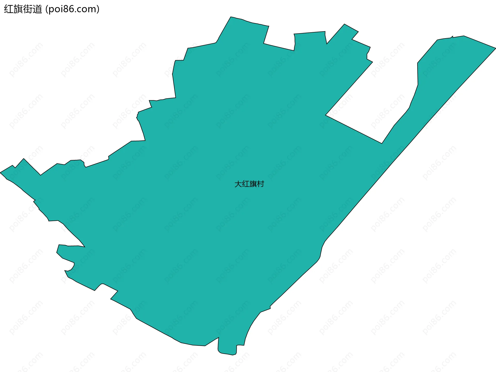 红旗街道边界地图(五级行政区划)