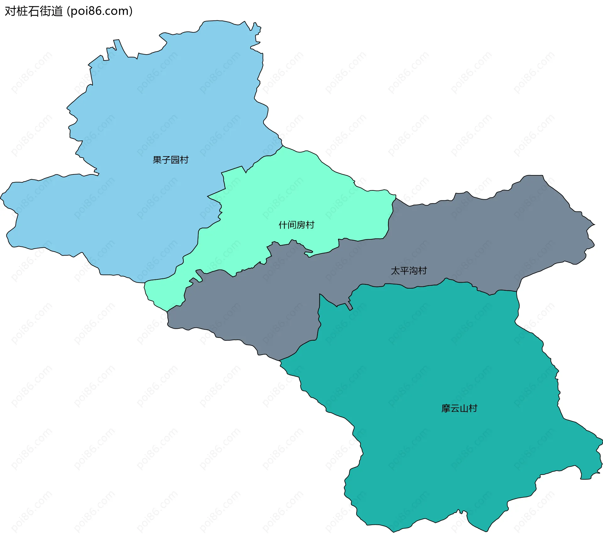 对桩石街道边界地图(五级行政区划)