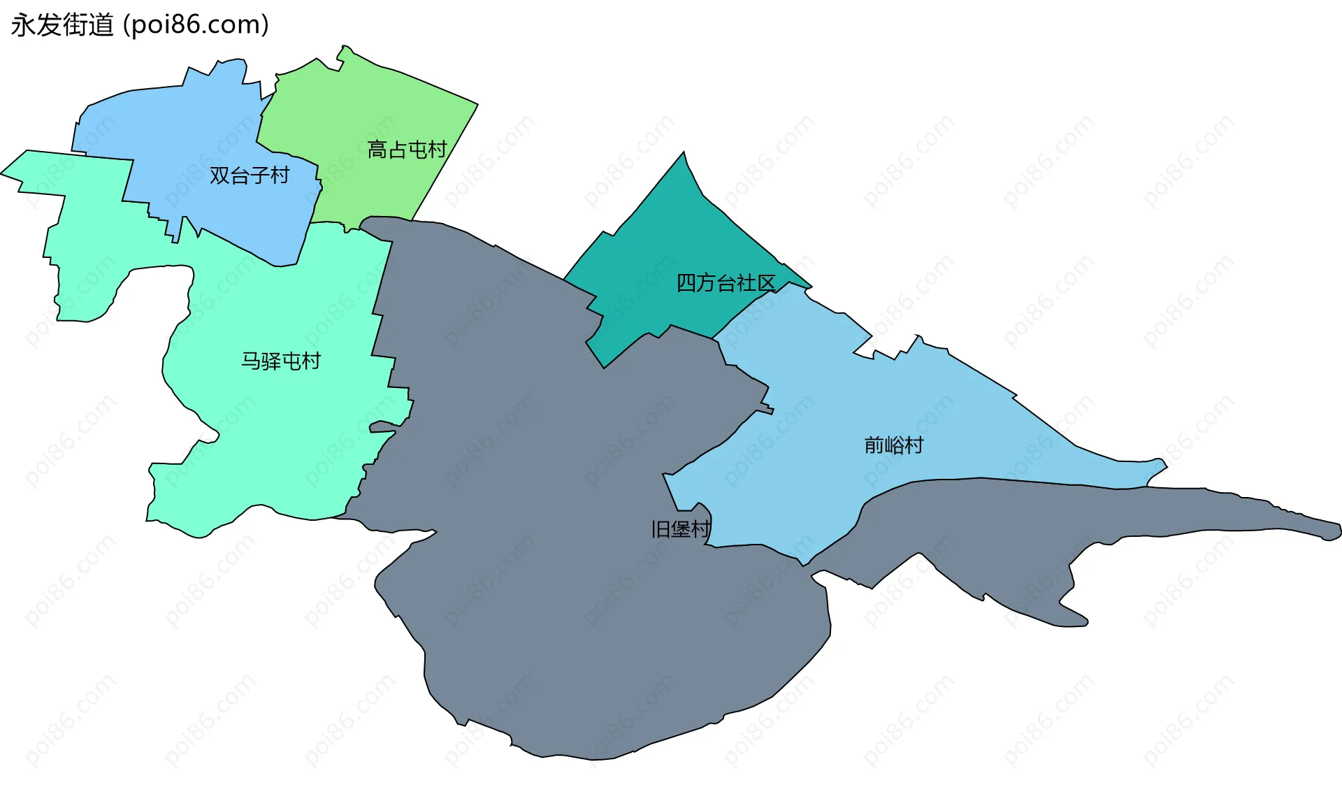 永发街道边界地图(五级行政区划)
