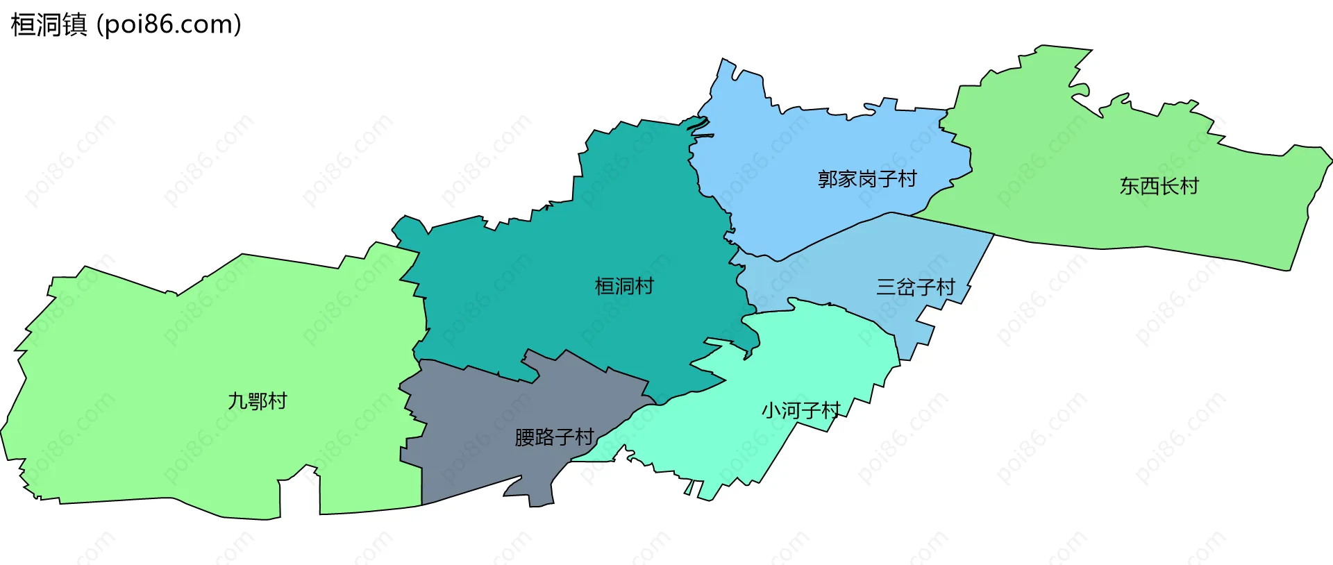 桓洞镇边界地图(五级行政区划)