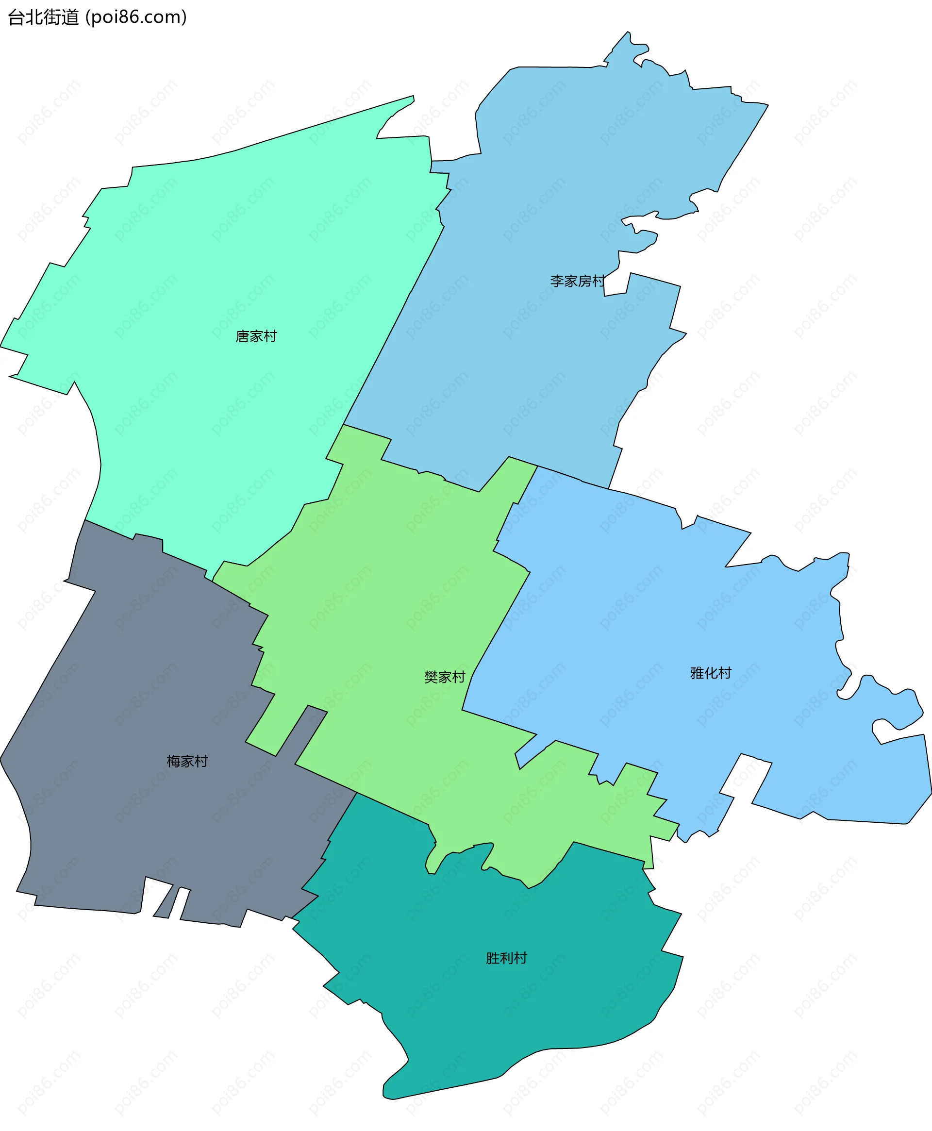 台北街道边界地图(五级行政区划)