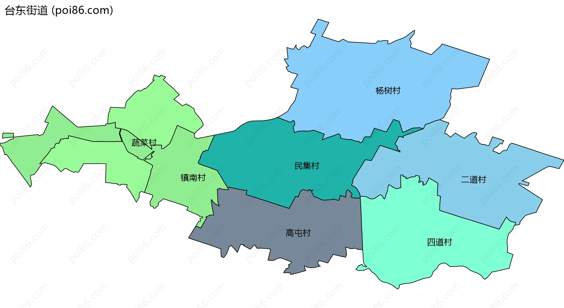 台东街道边界地图(五级行政区划)