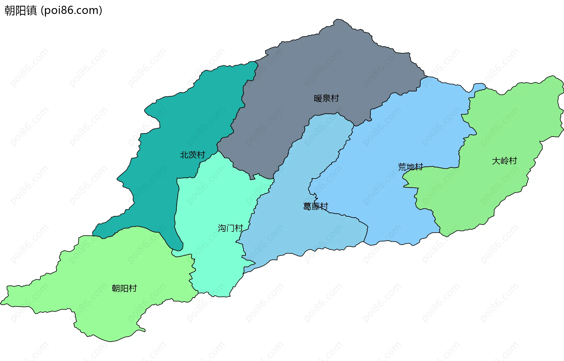 朝阳镇边界地图(五级行政区划)