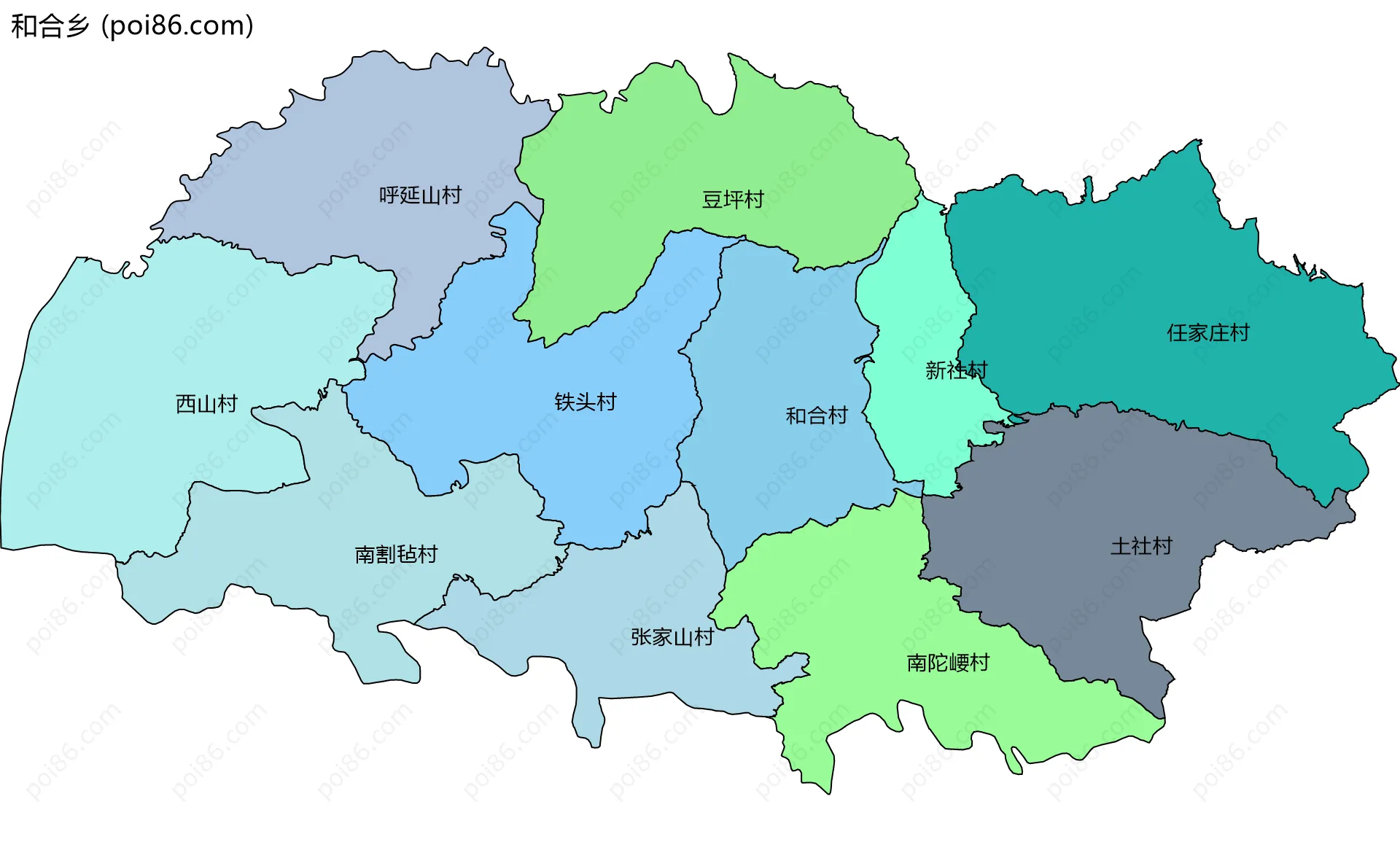 和合乡边界地图(五级行政区划)