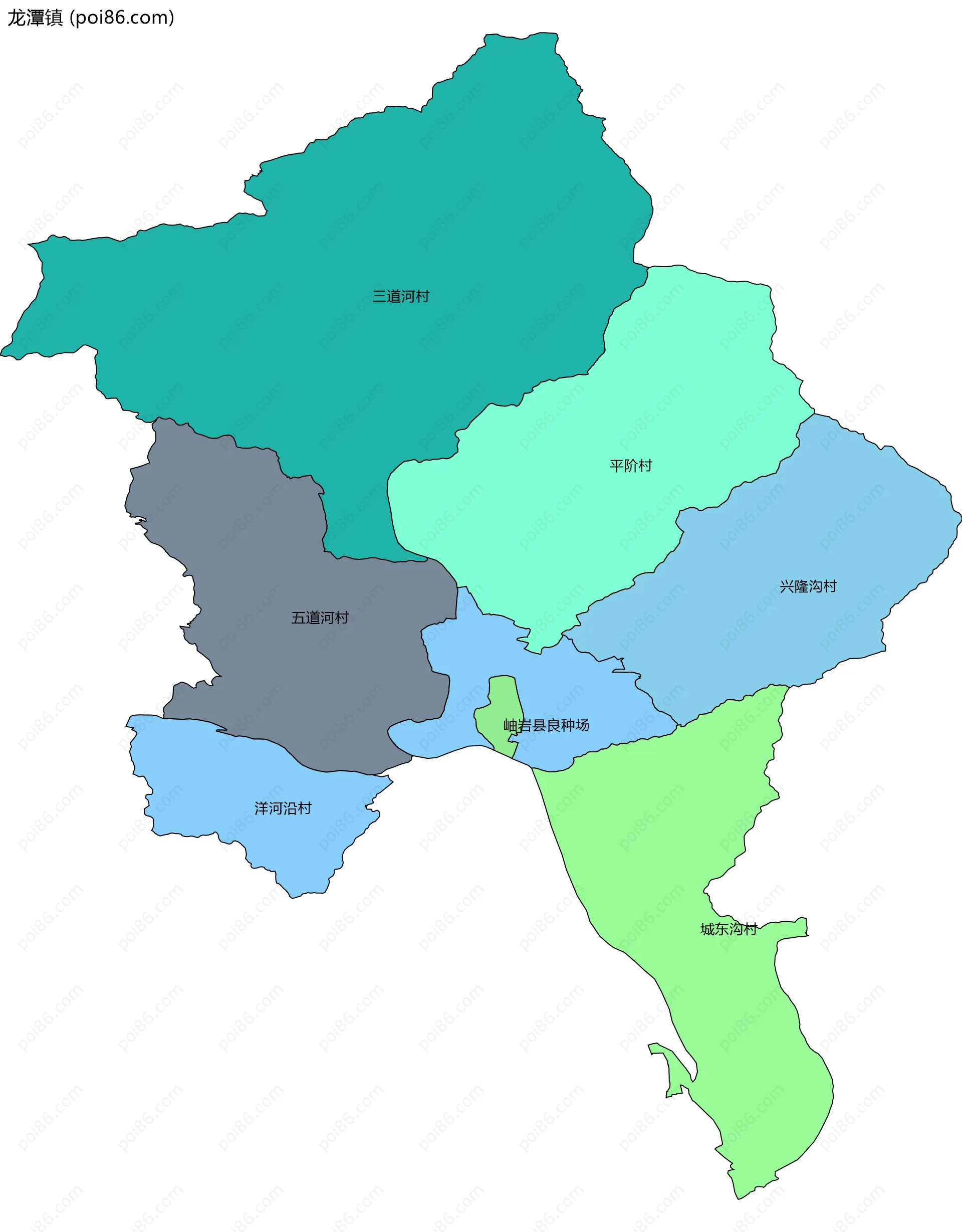 龙潭镇边界地图(五级行政区划)