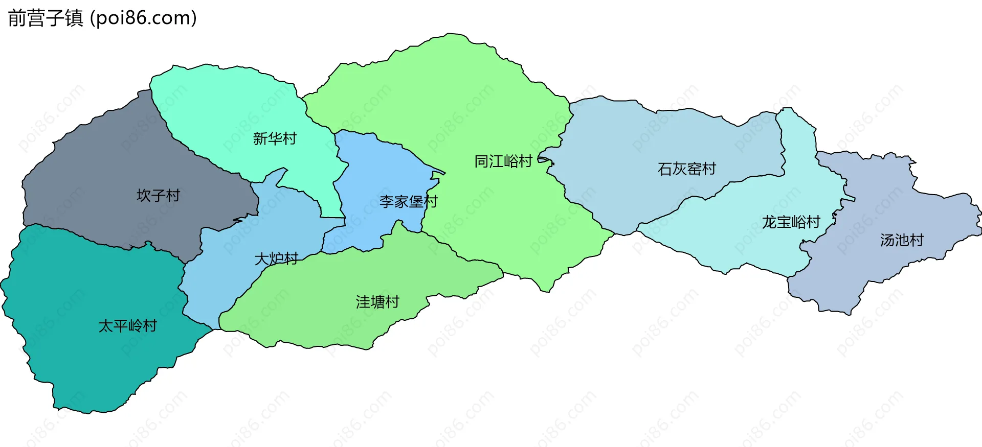 前营子镇边界地图(五级行政区划)