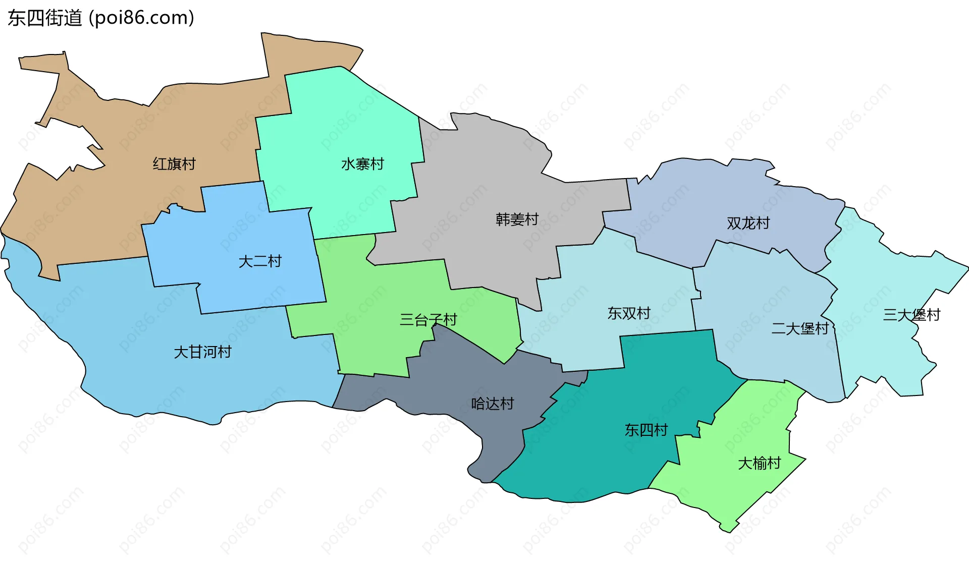 东四街道边界地图(五级行政区划)