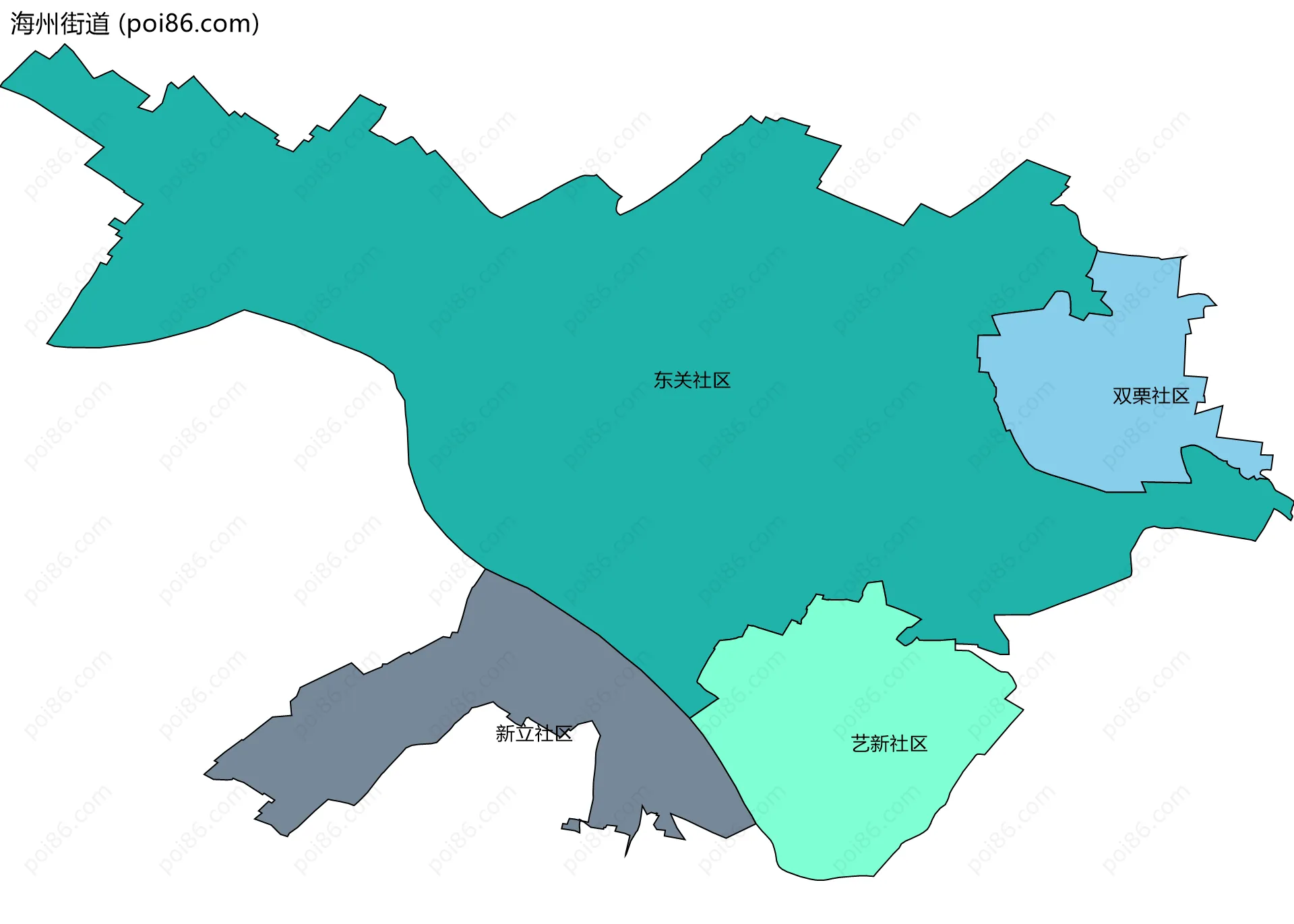 海州街道边界地图(五级行政区划)