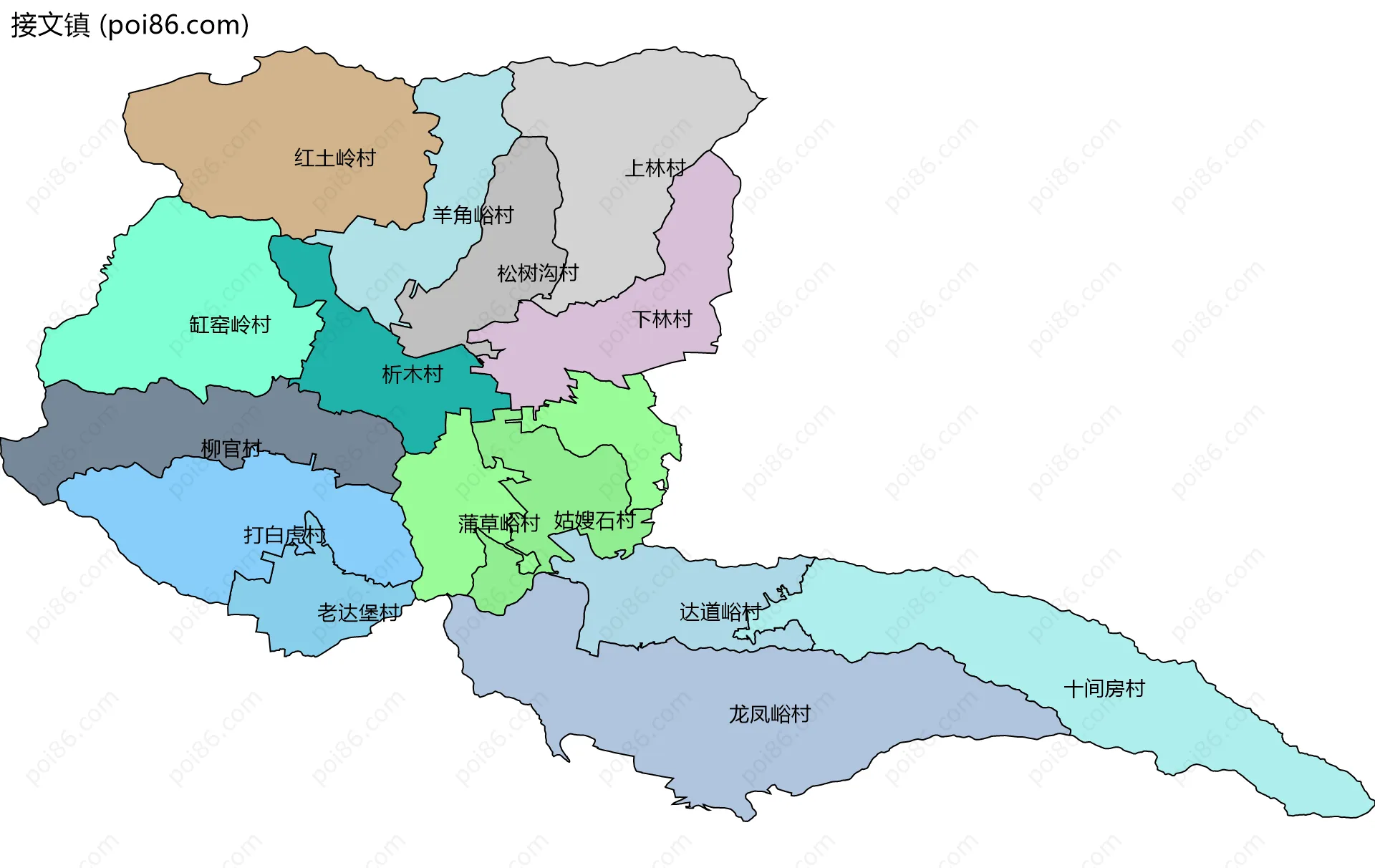 接文镇边界地图(五级行政区划)