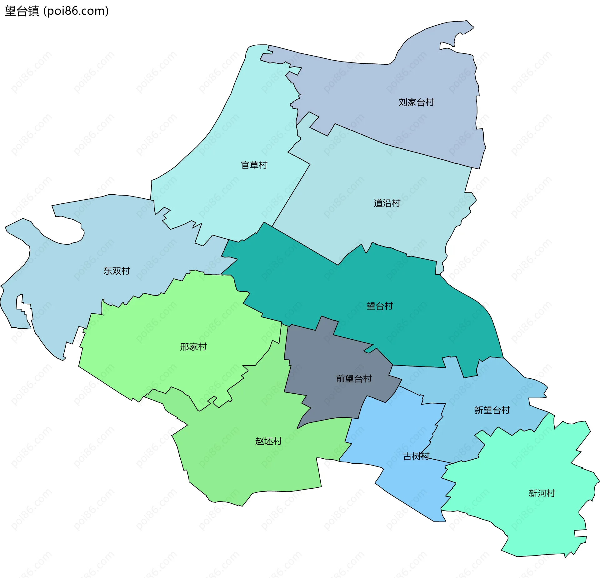 望台镇边界地图(五级行政区划)