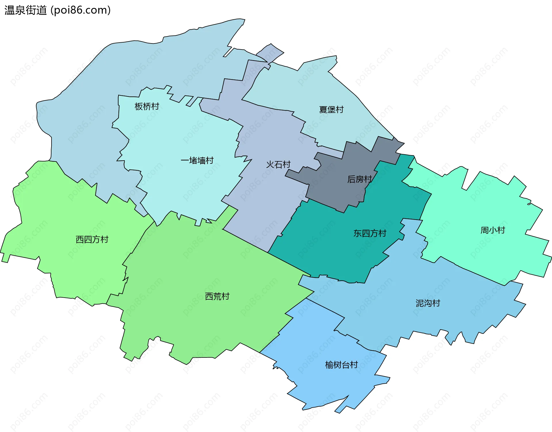 温泉街道边界地图(五级行政区划)