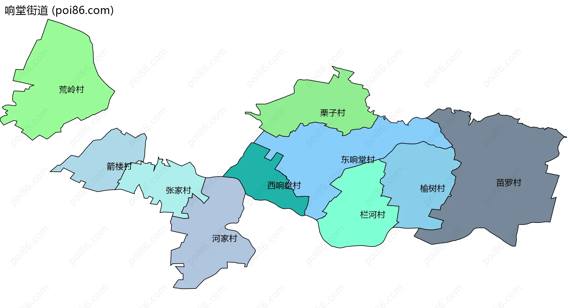 响堂街道边界地图(五级行政区划)