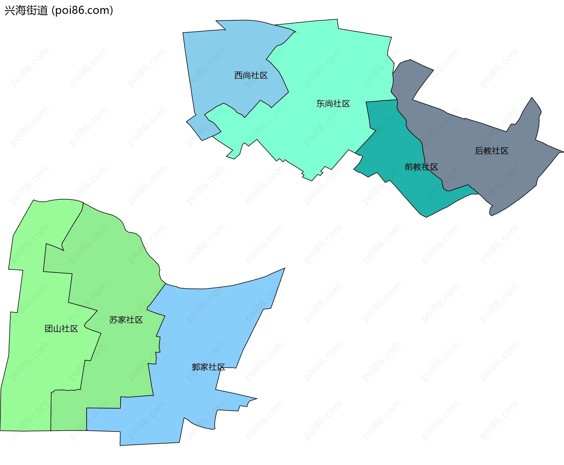 兴海街道边界地图(五级行政区划)