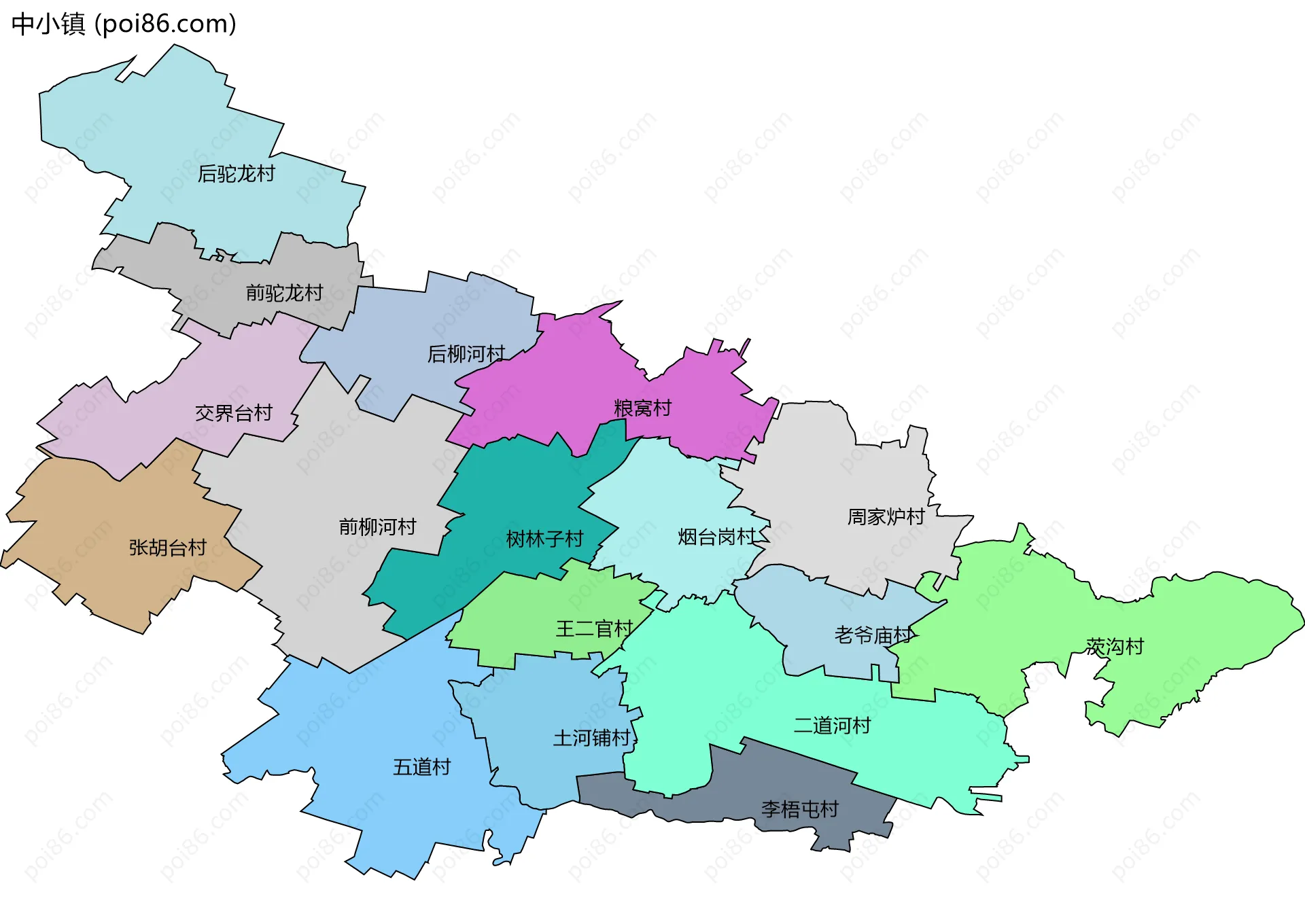 中小镇边界地图(五级行政区划)