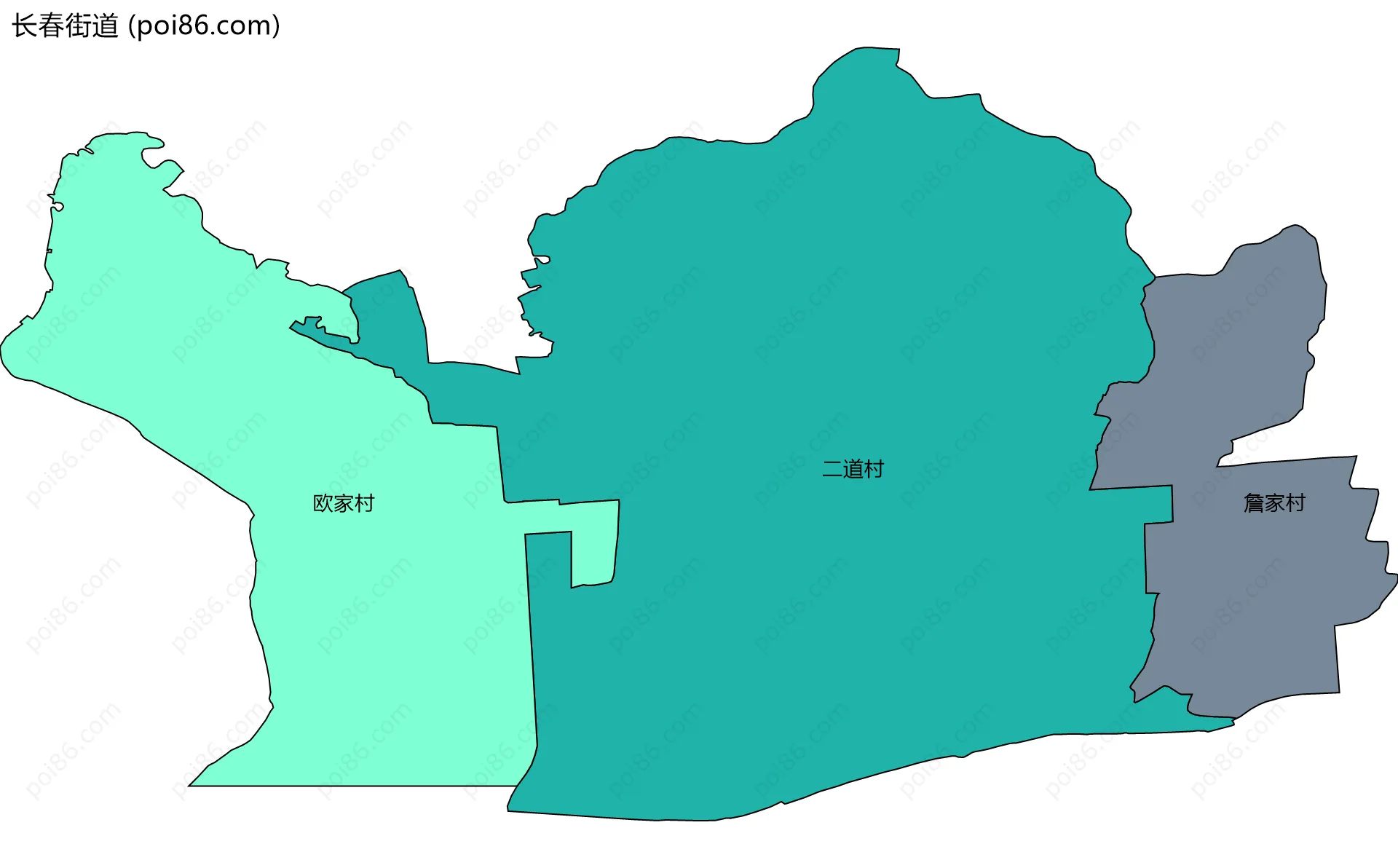 长春街道边界地图(五级行政区划)