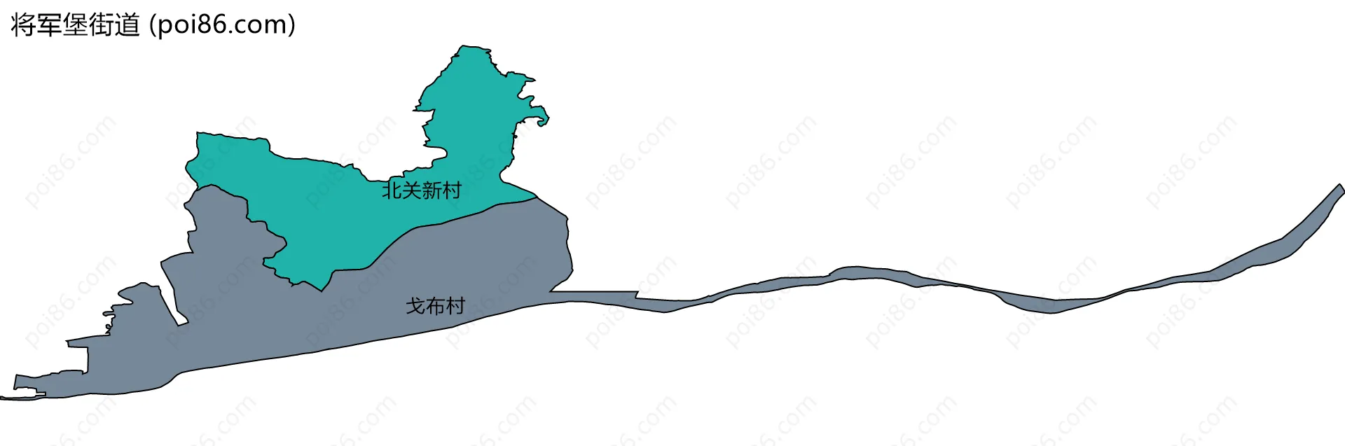 将军堡街道边界地图(五级行政区划)