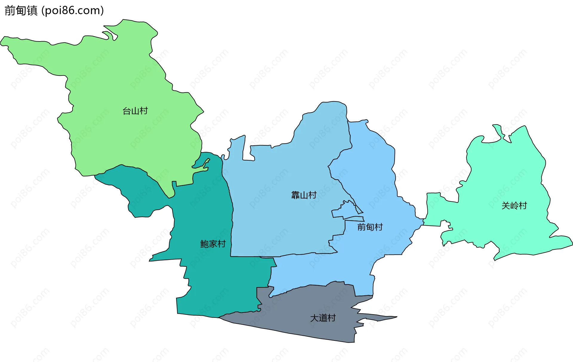 前甸镇边界地图(五级行政区划)