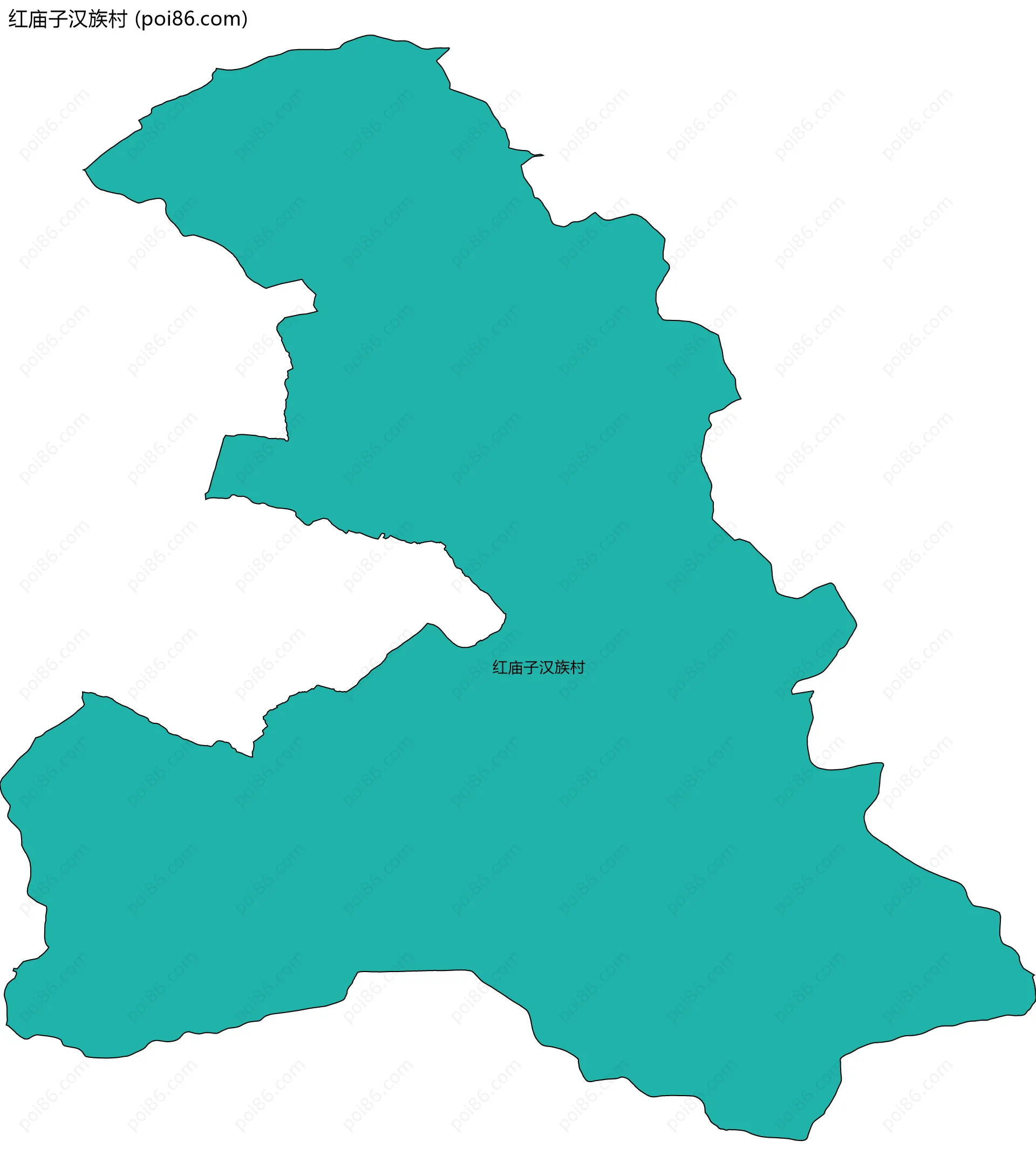 红庙子汉族村边界地图