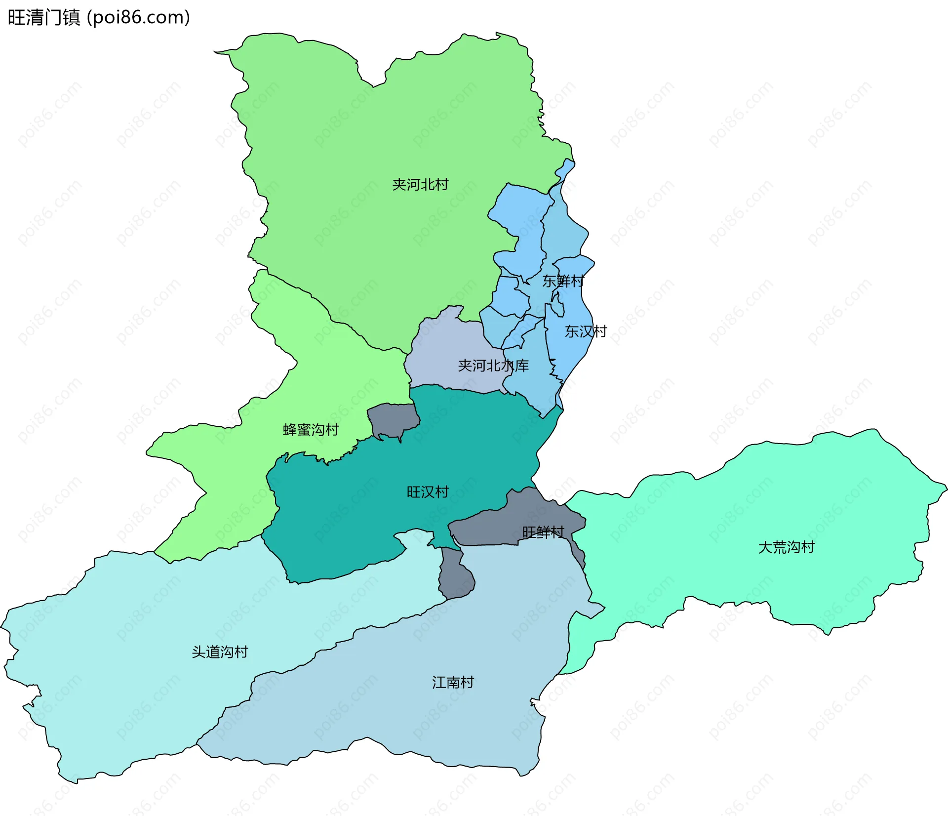 旺清门镇边界地图(五级行政区划)