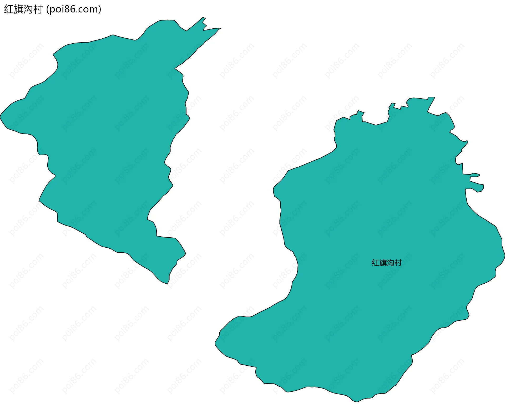 红旗沟村边界地图