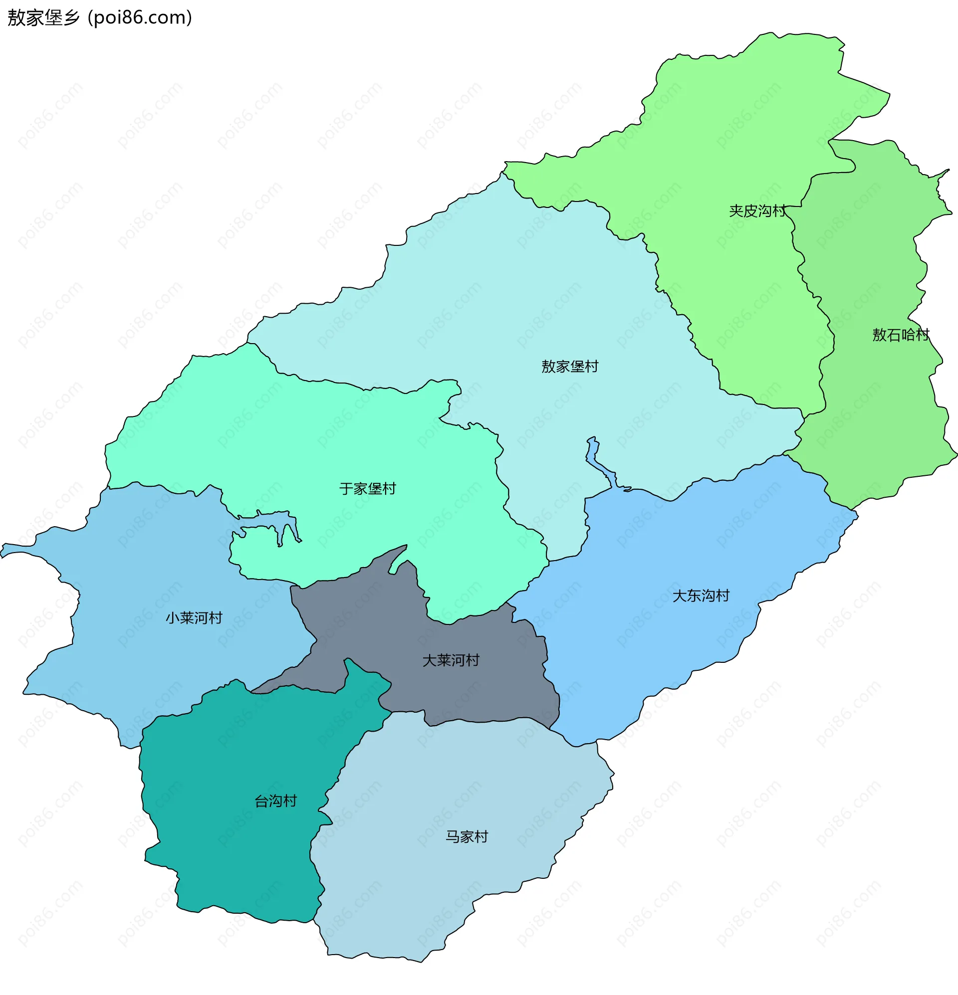 敖家堡乡边界地图(五级行政区划)