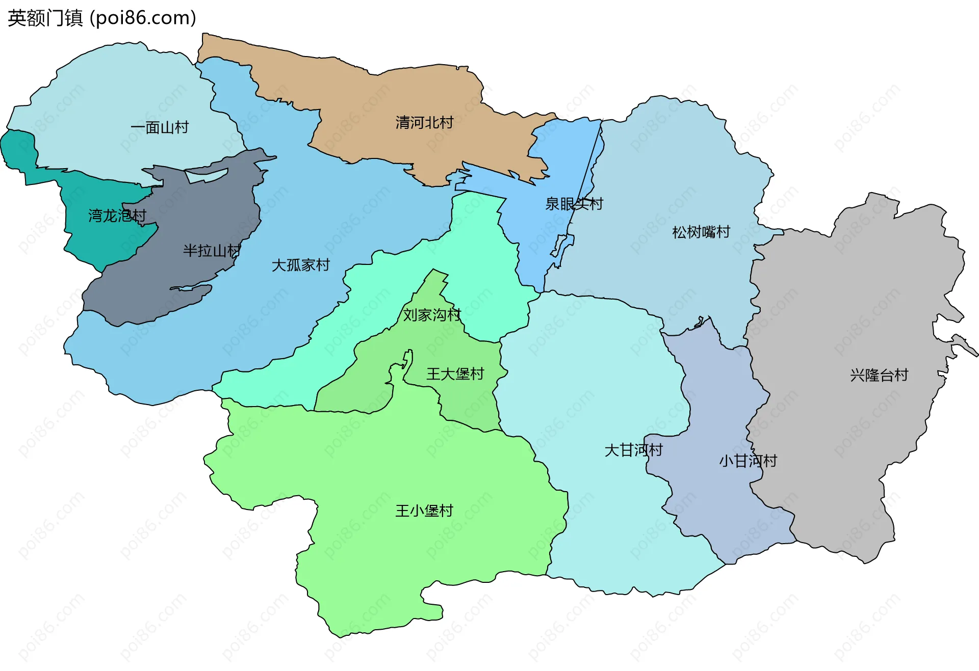 英额门镇边界地图(五级行政区划)