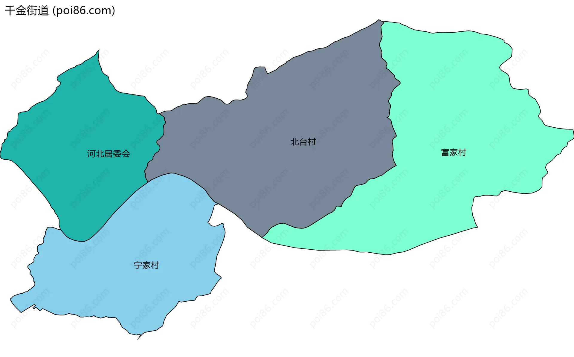 千金街道边界地图(五级行政区划)