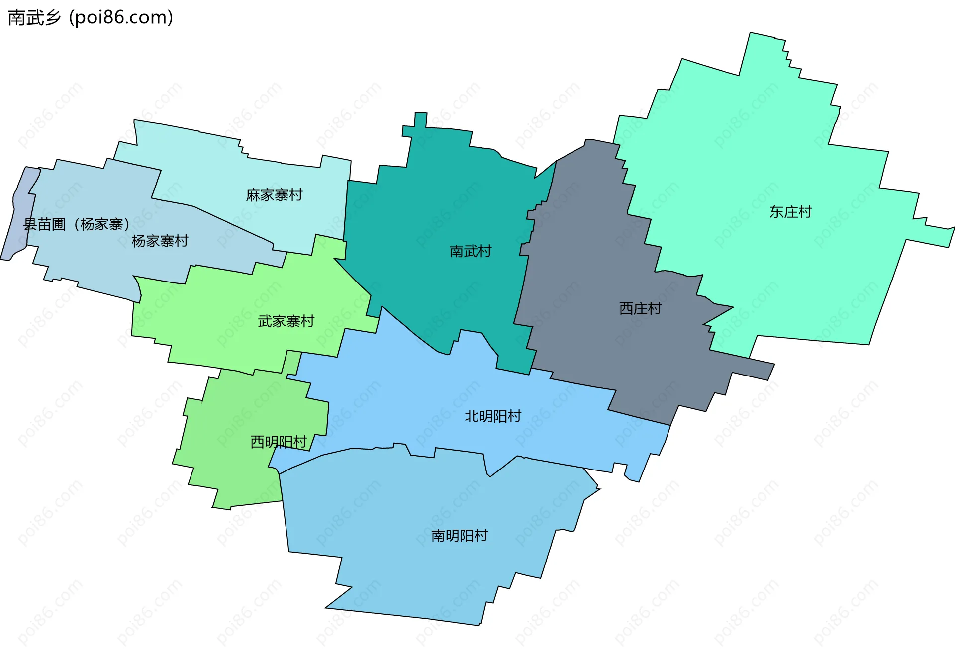南武乡边界地图(五级行政区划)