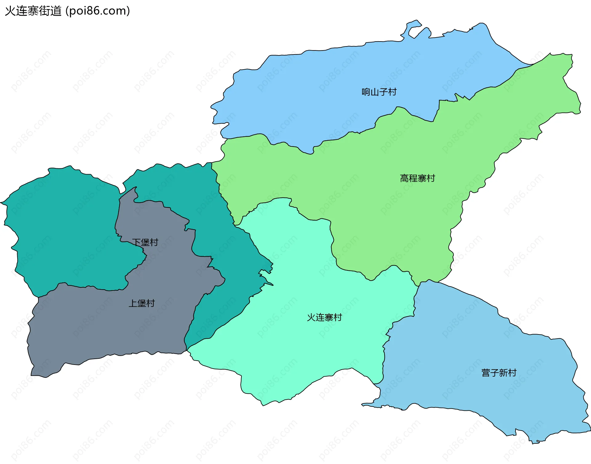 火连寨街道边界地图(五级行政区划)