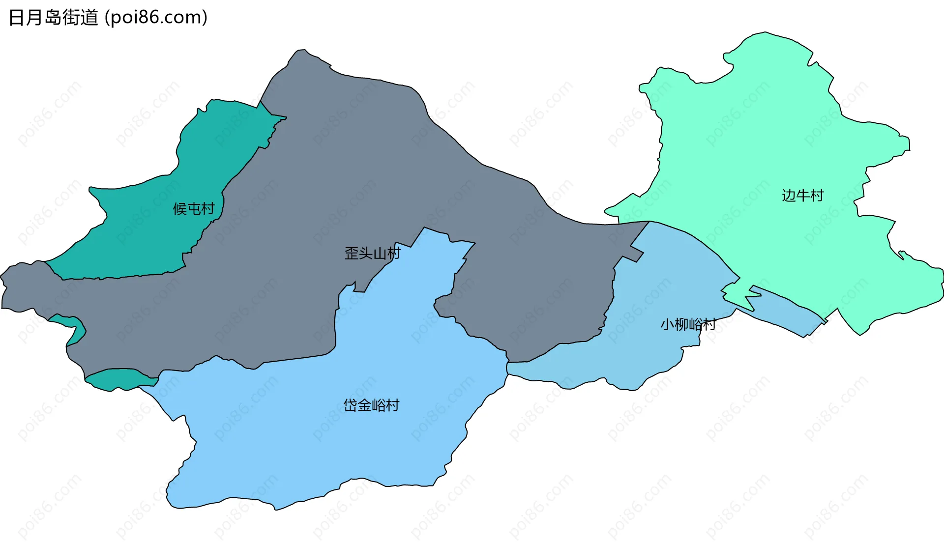 日月岛街道边界地图(五级行政区划)