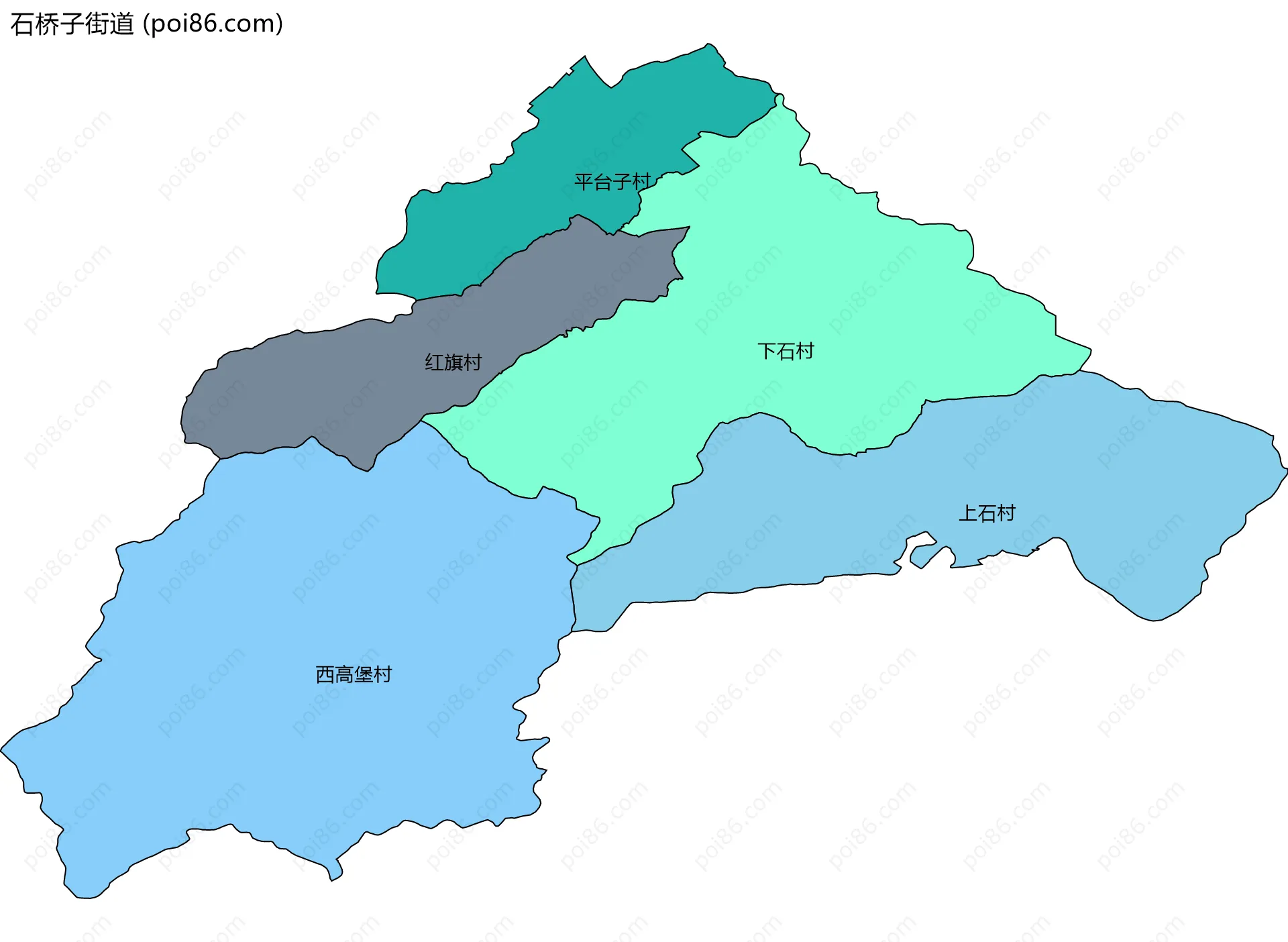 石桥子街道边界地图(五级行政区划)