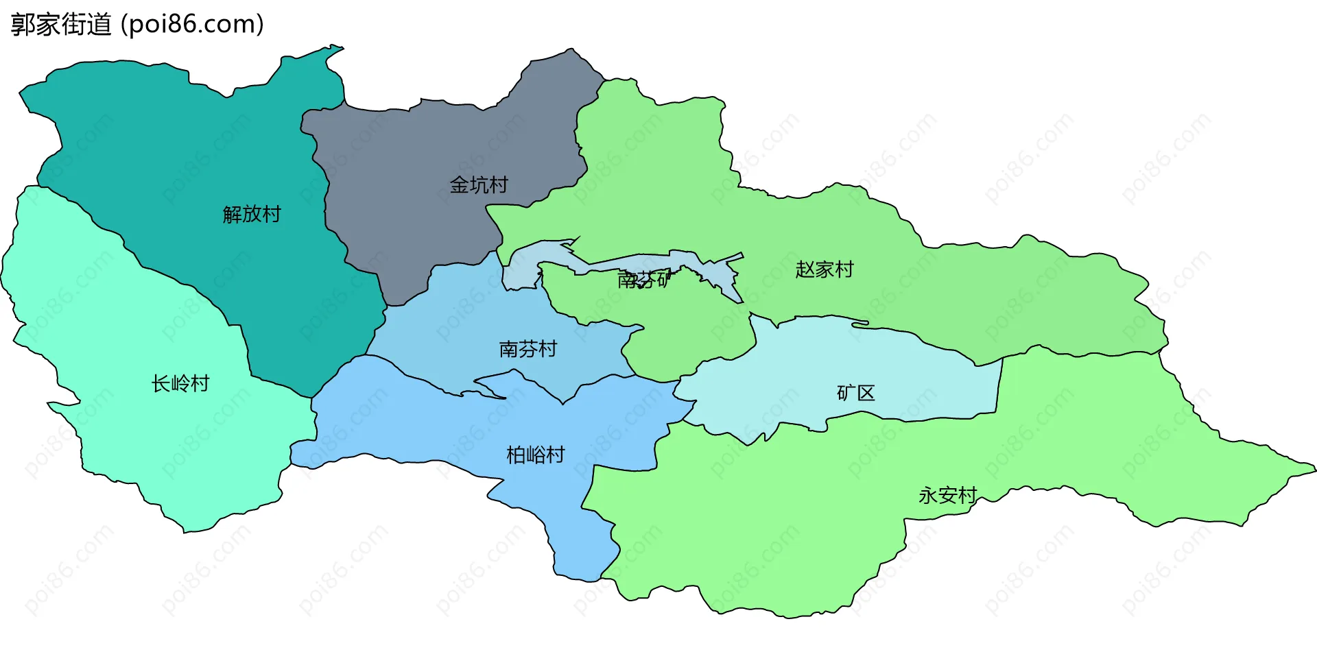 郭家街道边界地图(五级行政区划)