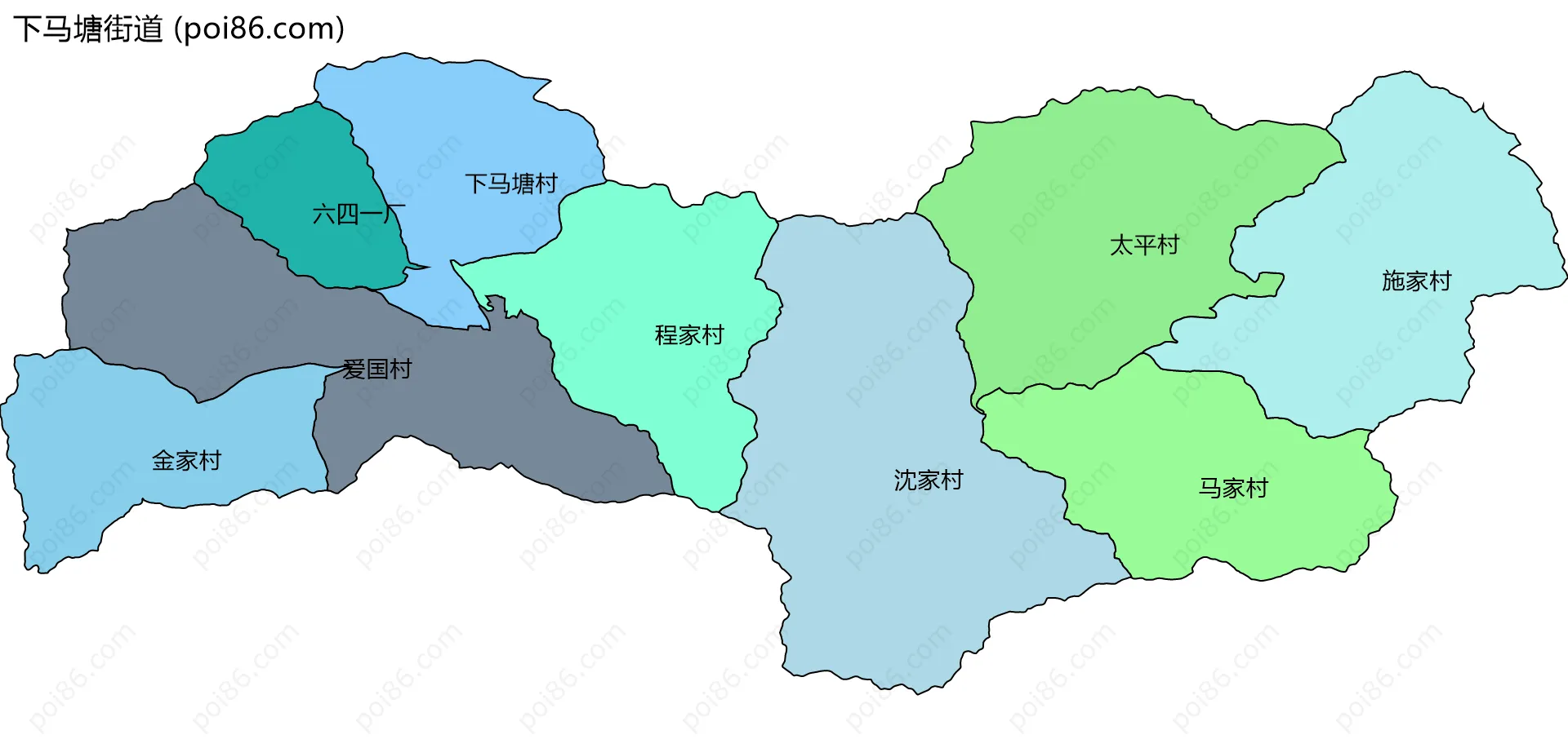 下马塘街道边界地图(五级行政区划)