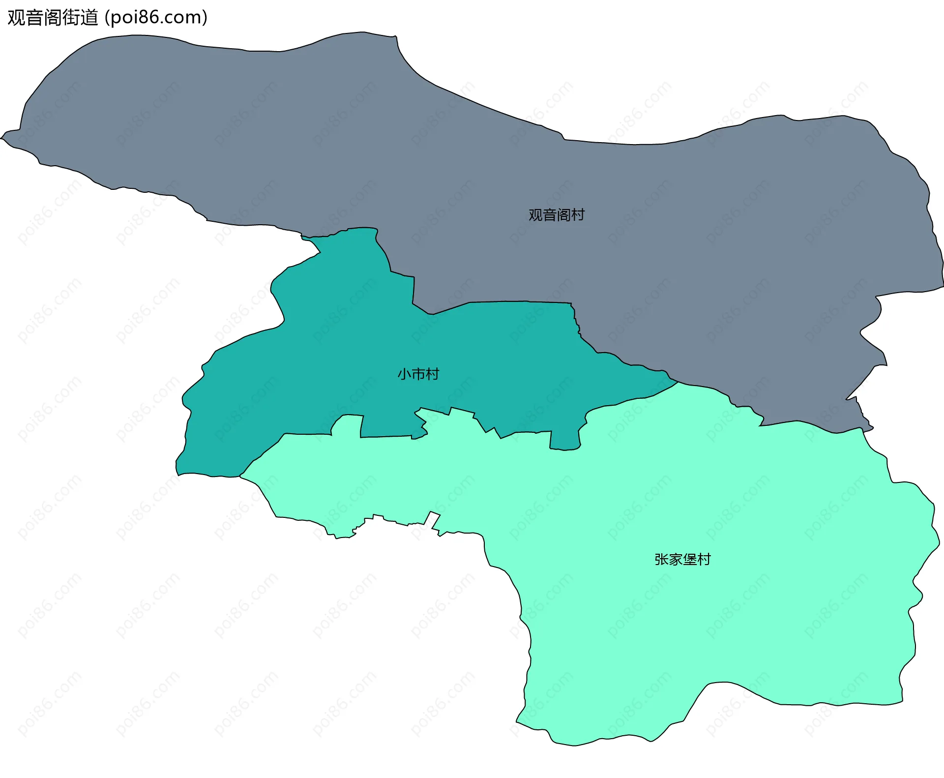观音阁街道边界地图(五级行政区划)