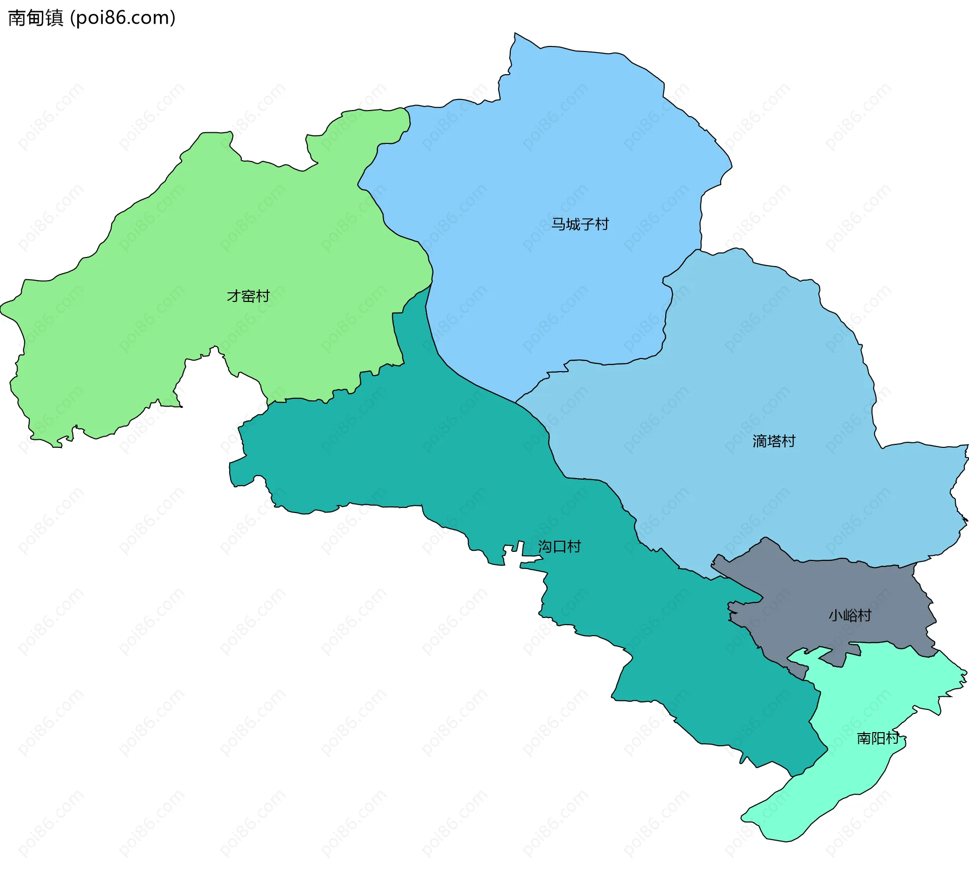 南甸镇边界地图(五级行政区划)