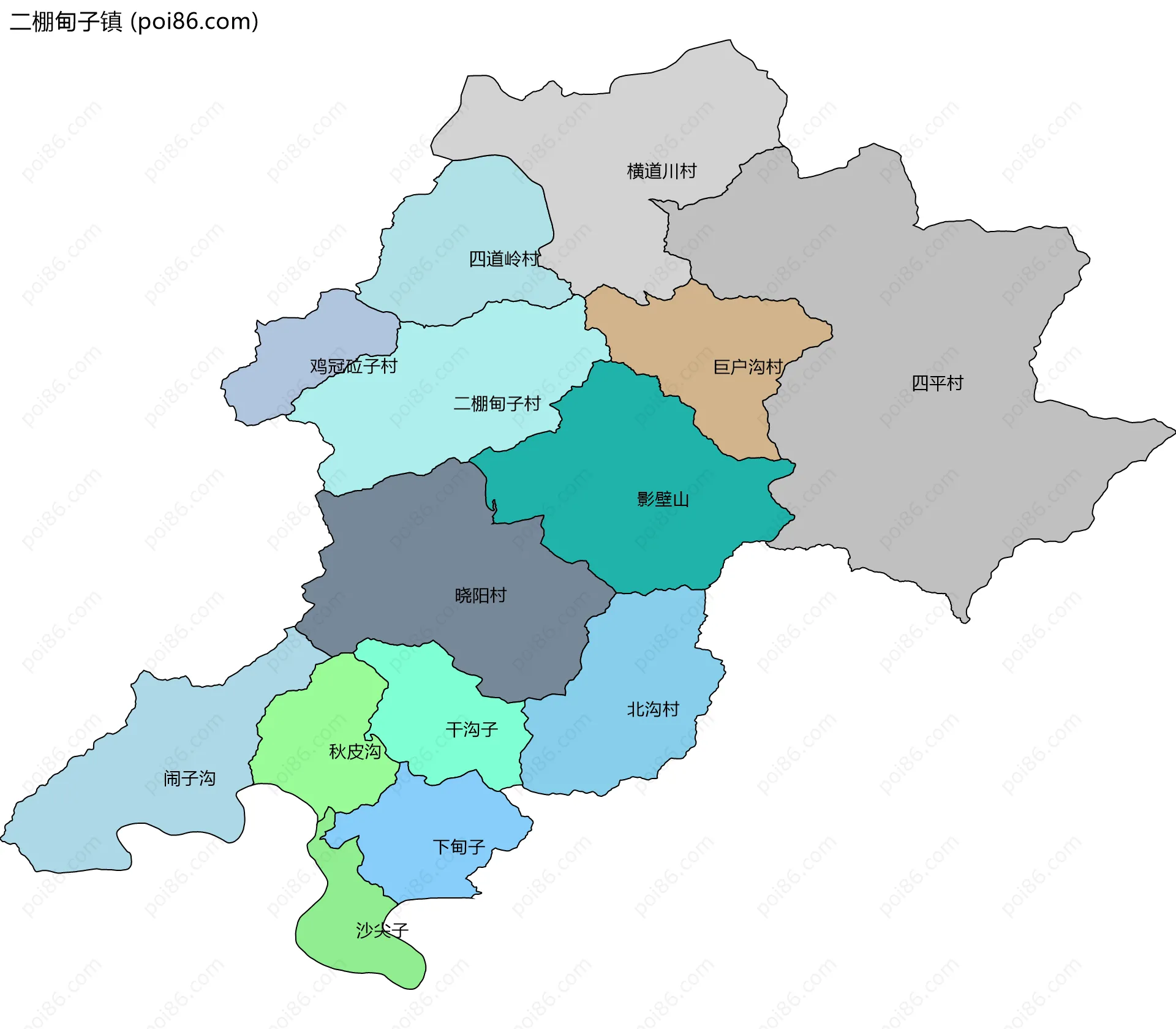 二棚甸子镇边界地图(五级行政区划)