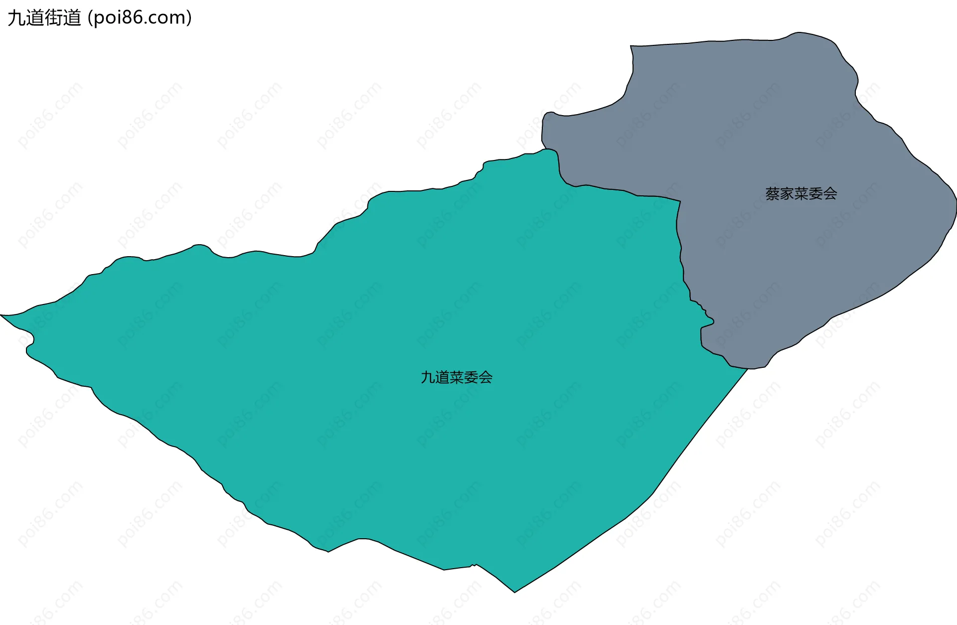 九道街道边界地图(五级行政区划)