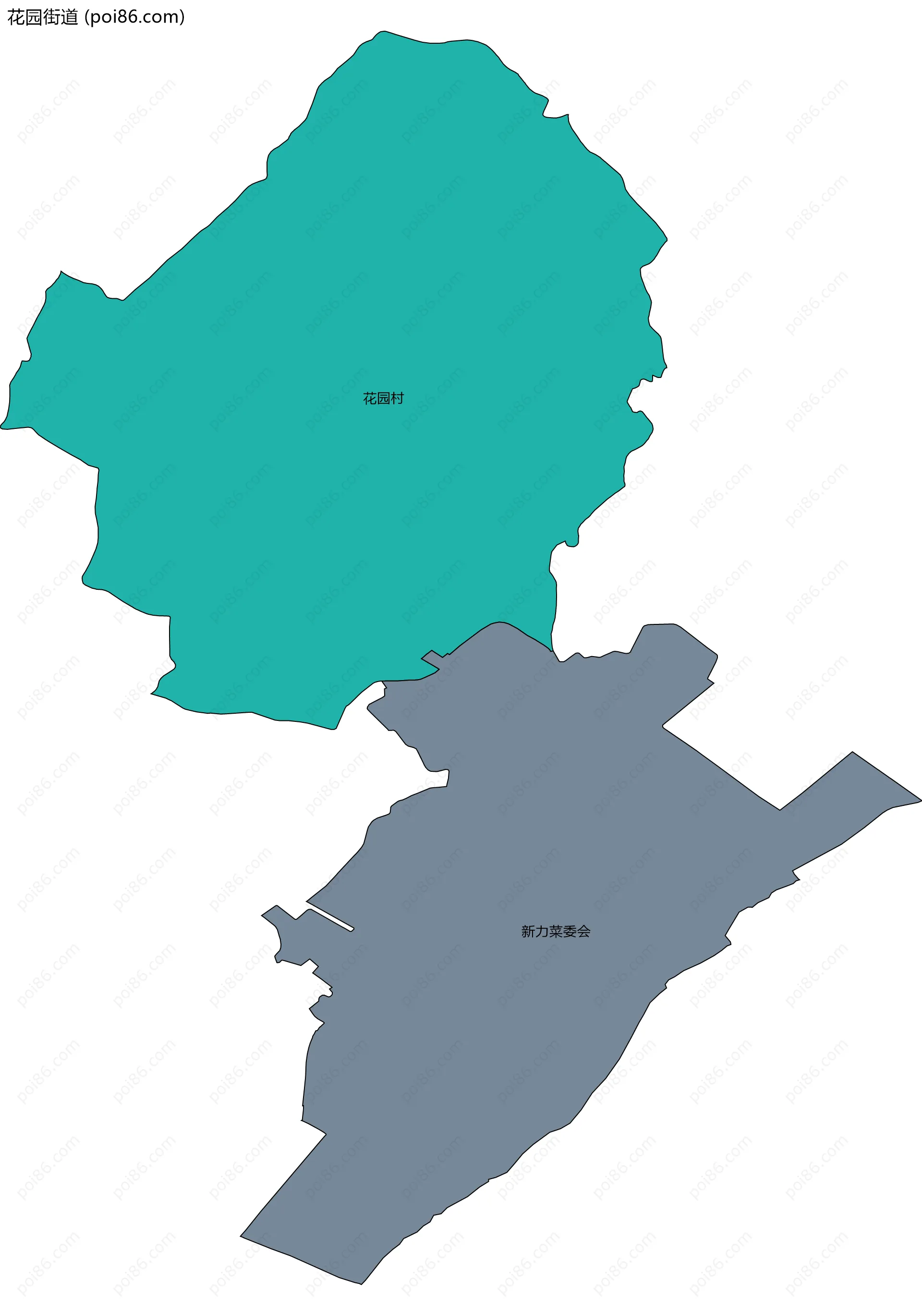 花园街道边界地图(五级行政区划)