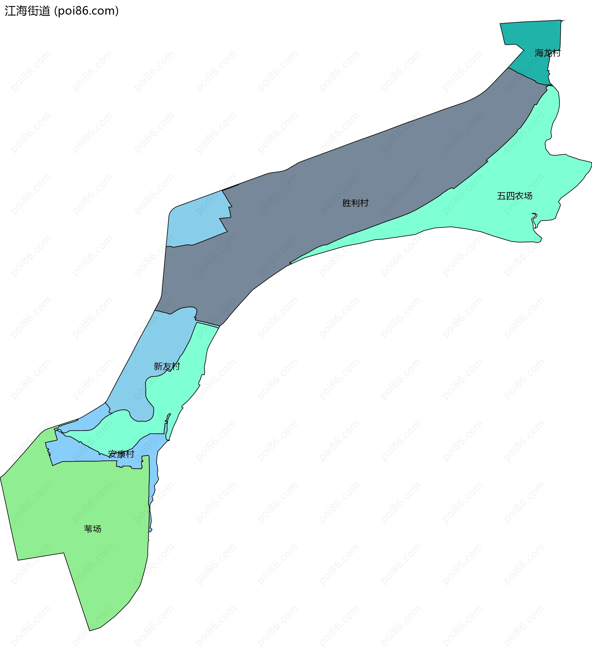 江海街道边界地图(五级行政区划)