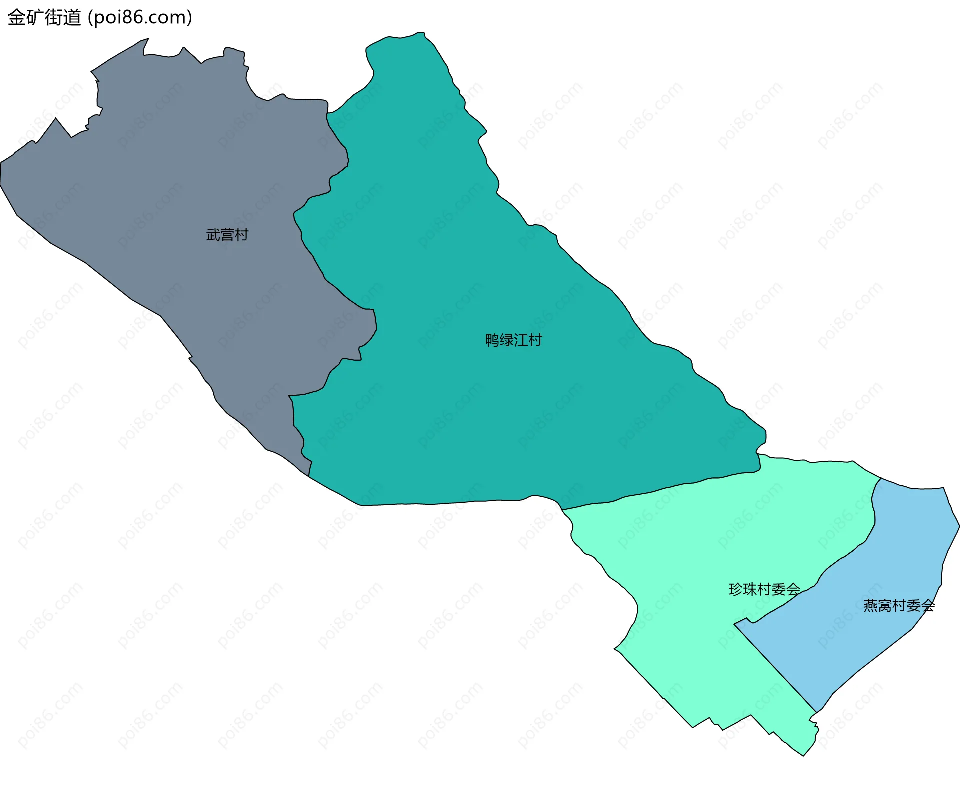 金矿街道边界地图(五级行政区划)